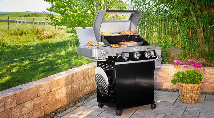 Videro G3-S with side table folded down and prime zone open on terrace.