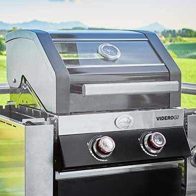 Lid with glass insert from the gas grill BBQ station Videro G2