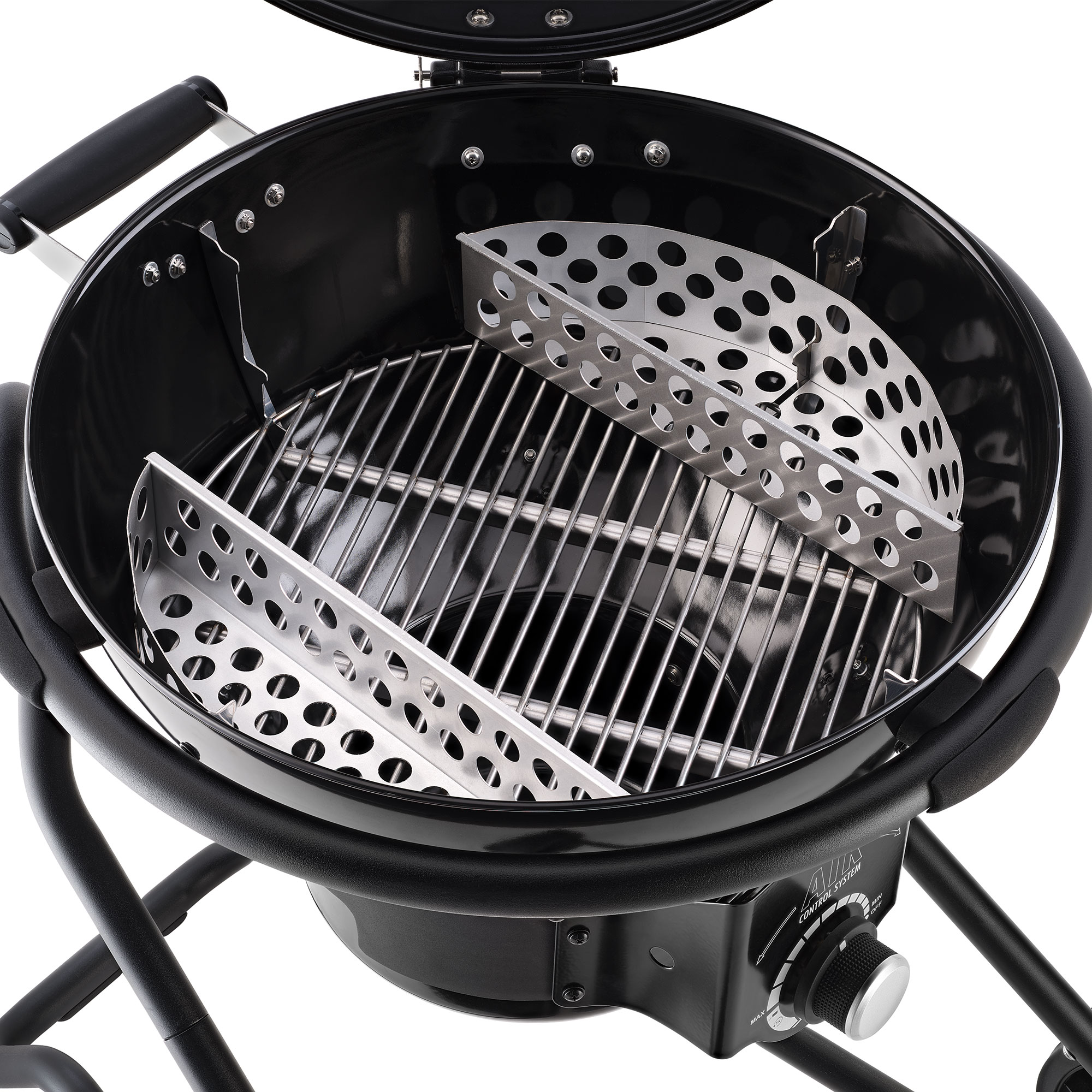 RÖSLE Holzkohlegrill AIR F50 PRO Holzkohlegrill AIR F50 PRO mit zwei perforierten Grillrosten und einem Grillrost aus Edelstahl.