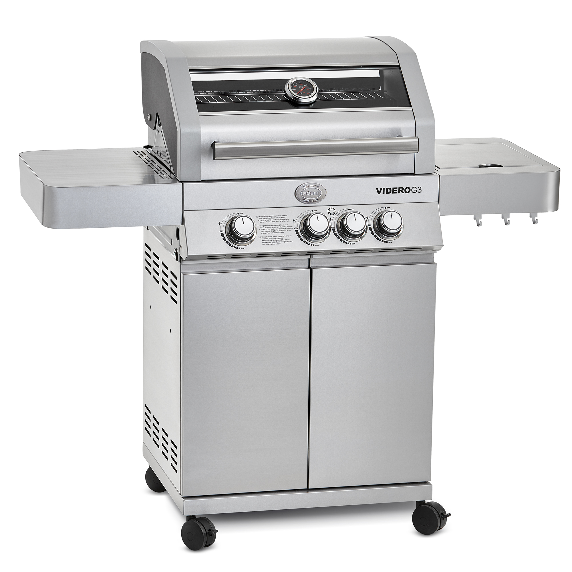 Gas gill BBQ station Videro G3 stainless steel 50 mbar