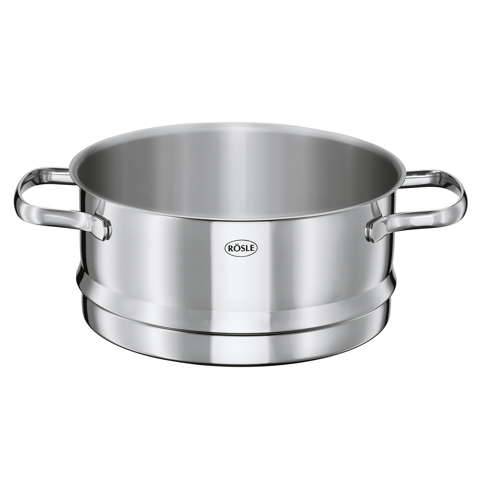 RÖSLE Elegance Dämpfer aus Edelstahl Elegance Dämpfer, 20 cm, aus Edelstahl, rund mit zwei Griffen