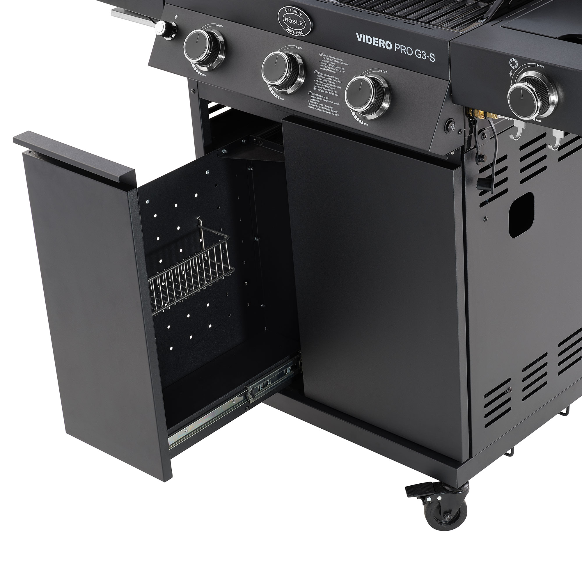 RÖSLE Gasgrill Videro G3-S Gasgrill Videro G3-S mit drei Brennern und seitlichem Ablagefach