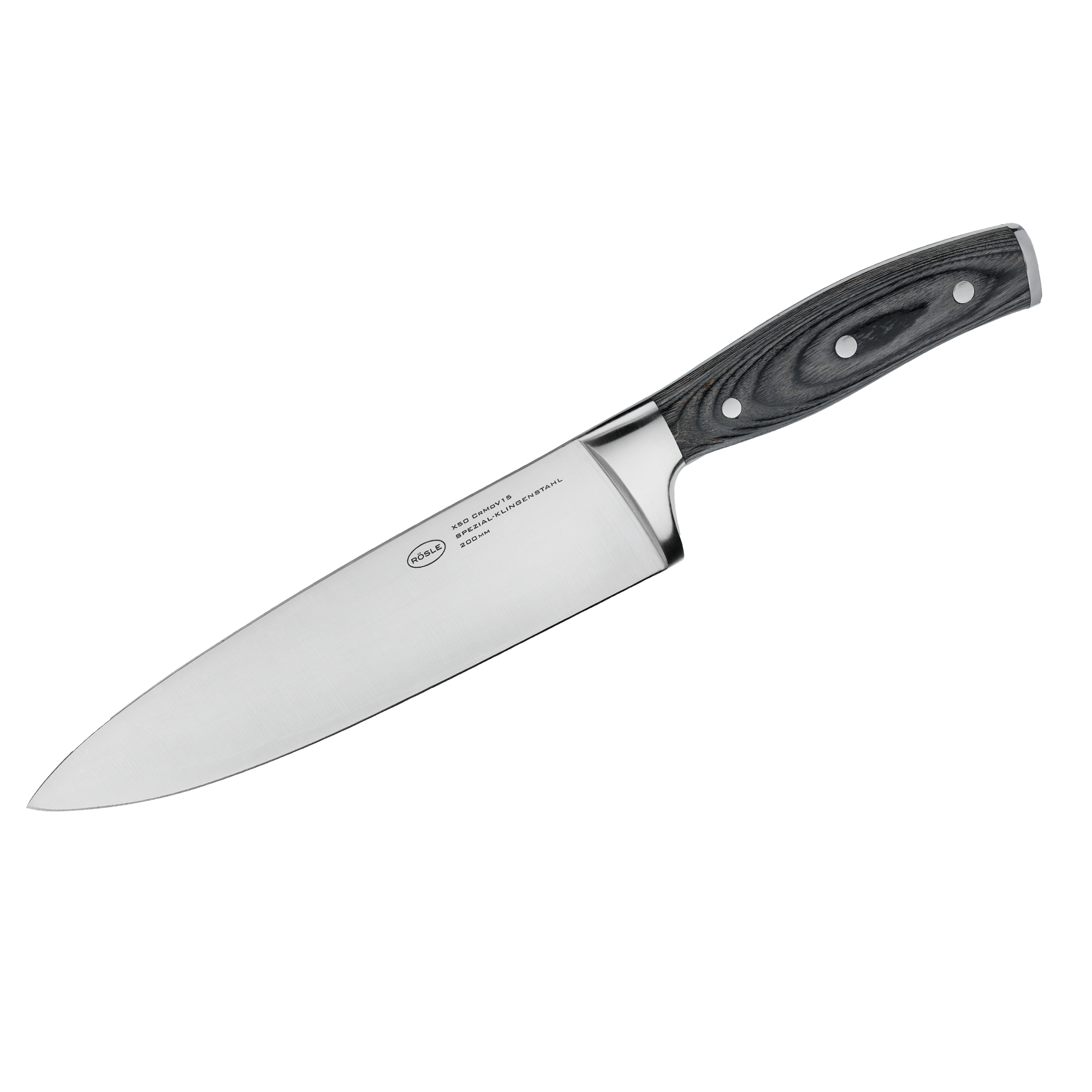 RÖSLE Kochmesser Wolfgrey Kochmesser in Wolfgrey mit Edelstahlklinge und schwarzem Griff aus Holz.