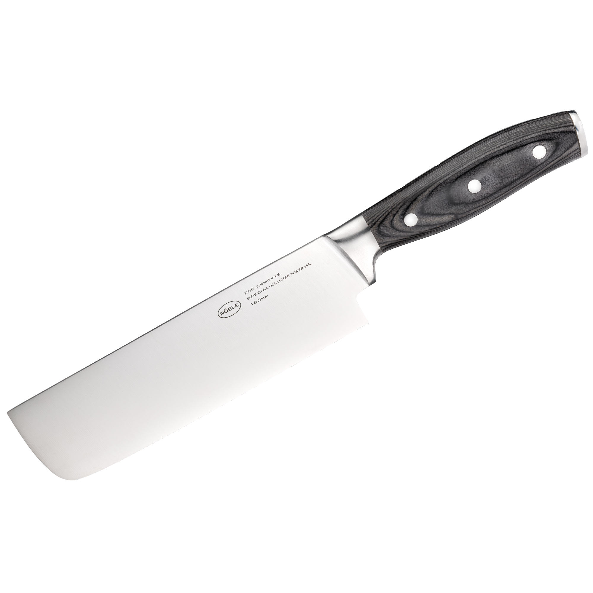 RÖSLE Nakirimesser Wolfgrey Nakirimesser in Wolfgrey mit breiter Klinge und ergonomischem Griff aus Holz.