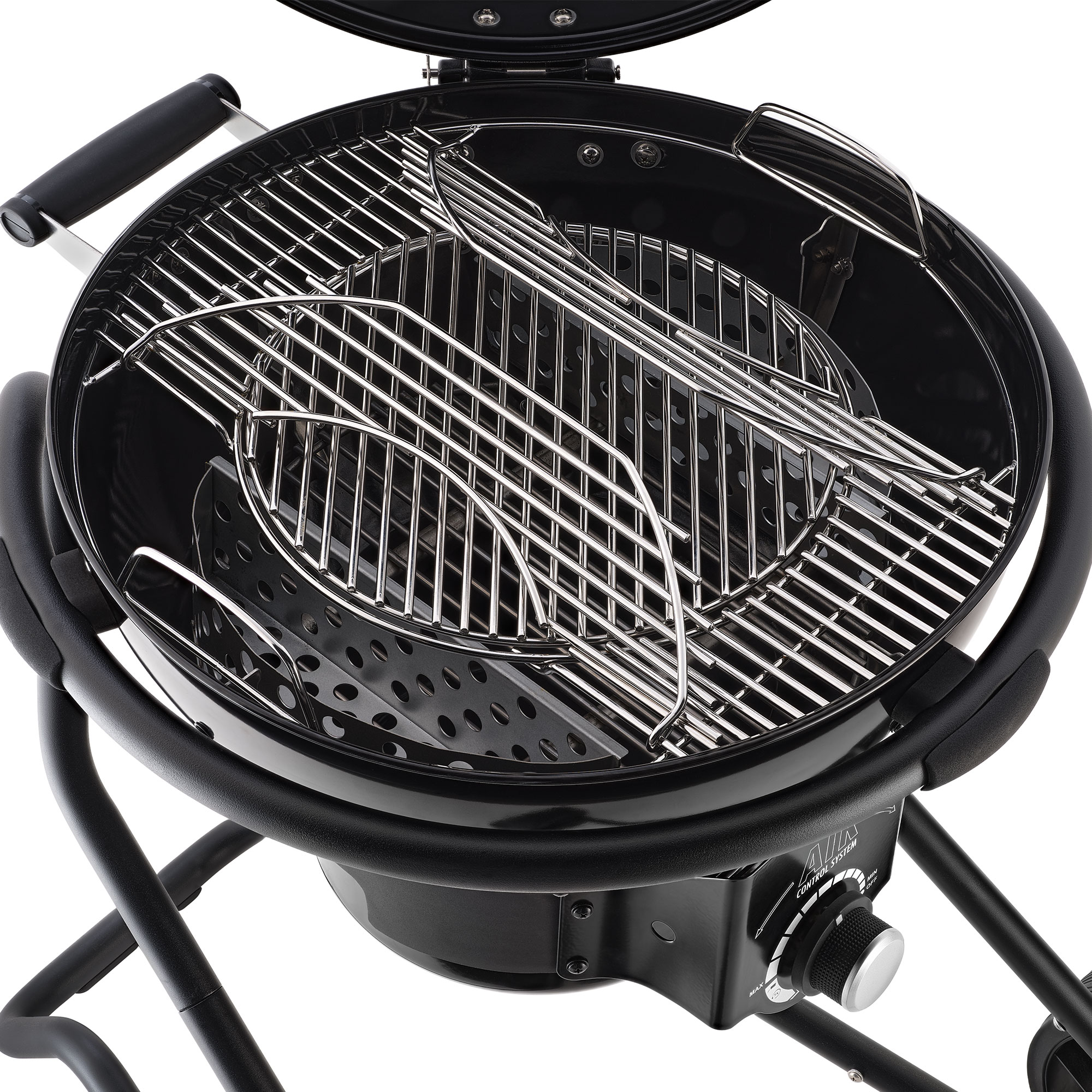 RÖSLE Holzkohlegrill AIR F50 PRO Holzkohlegrill AIR F50 PRO mit zwei Grillrosten aus Edelstahl und einem runden Grillkörper.