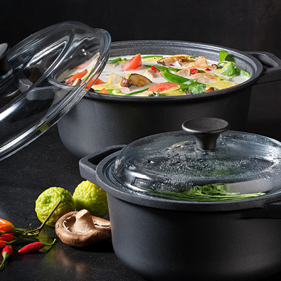 Cadini Kochtöpfe Suppe und Gemüse in den Cadini Kochtöpfen