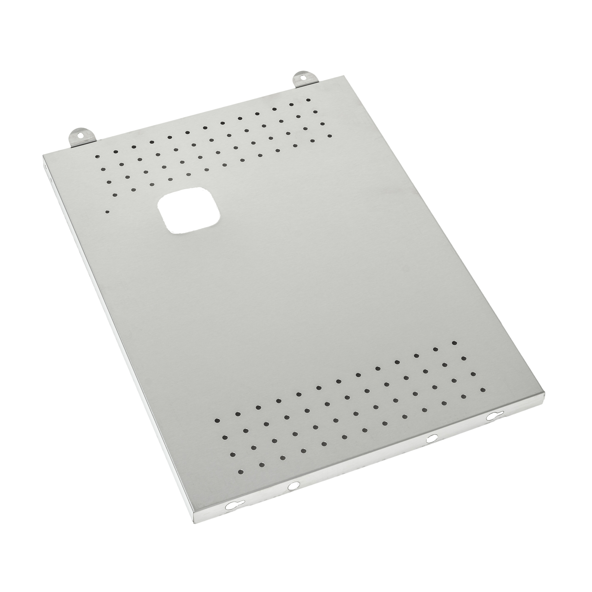 Edelstahl Unterschrankplatte von RÖSLE Unterschrankplatte aus Edelstahl mit Belüftungslöchern, rechte Ausführung