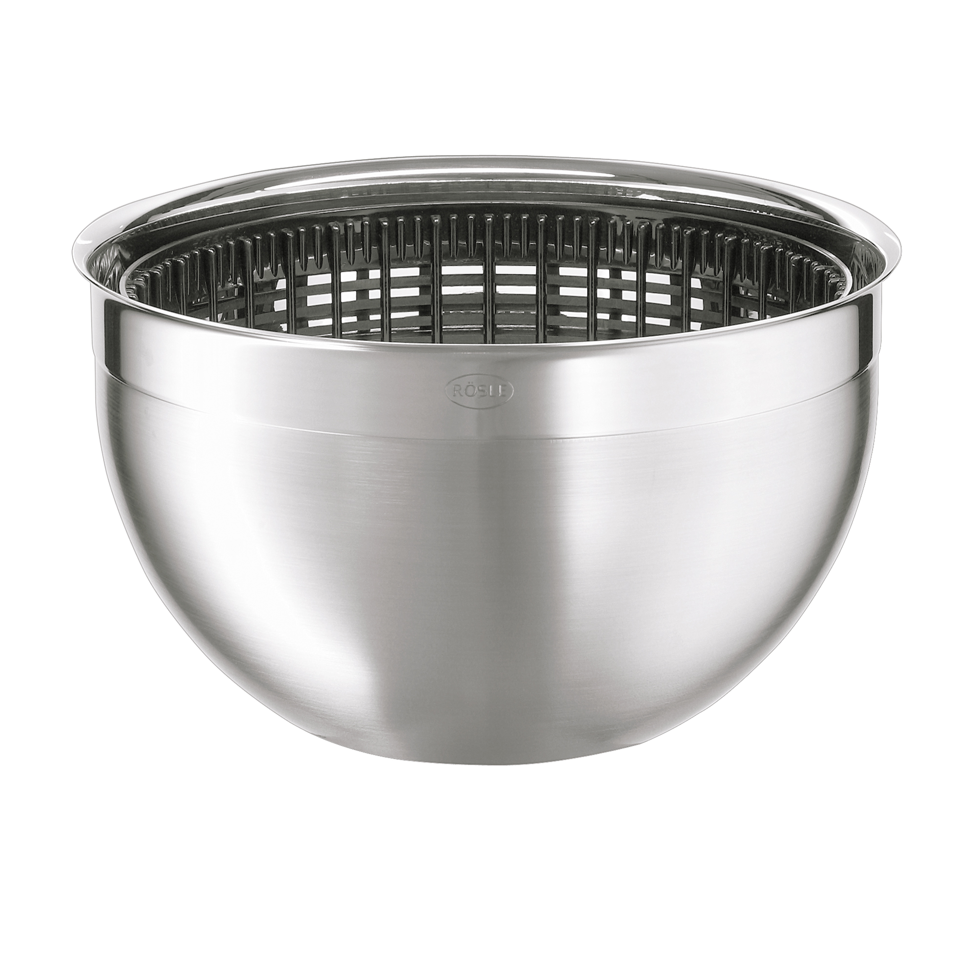 RÖSLE stainless steel salad spinner Stainless steel salad spinner, round shape, with inner sieve insert for removing water from...