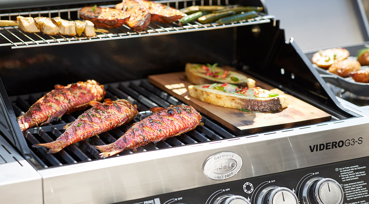 Fisch Grillen wie ein Profi Gegrillte Fische auf dem Videro G3-S