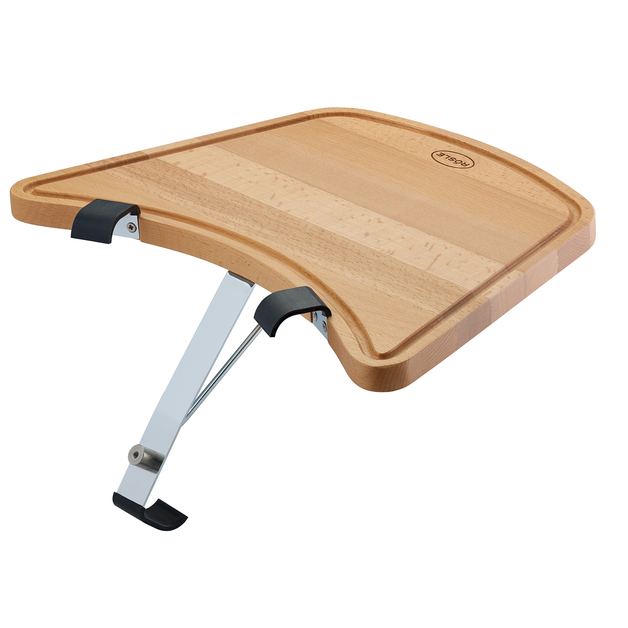 RÖSLE Ablagetisch No. 1 Ablagetisch aus Holz mit Metallgestell, schräg geformt, ideal für Küchen- oder Grillanwendungen.