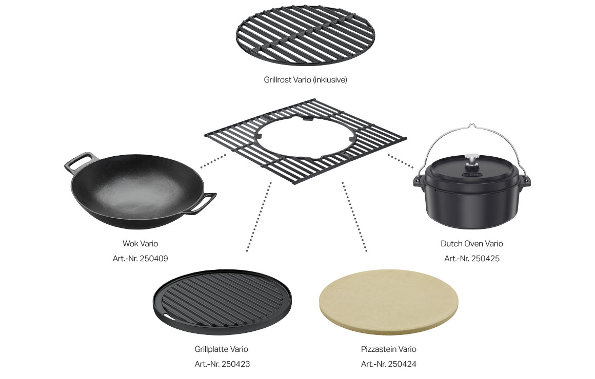 Vario+ grill grid system Individual components of the Vario+ grill grid system