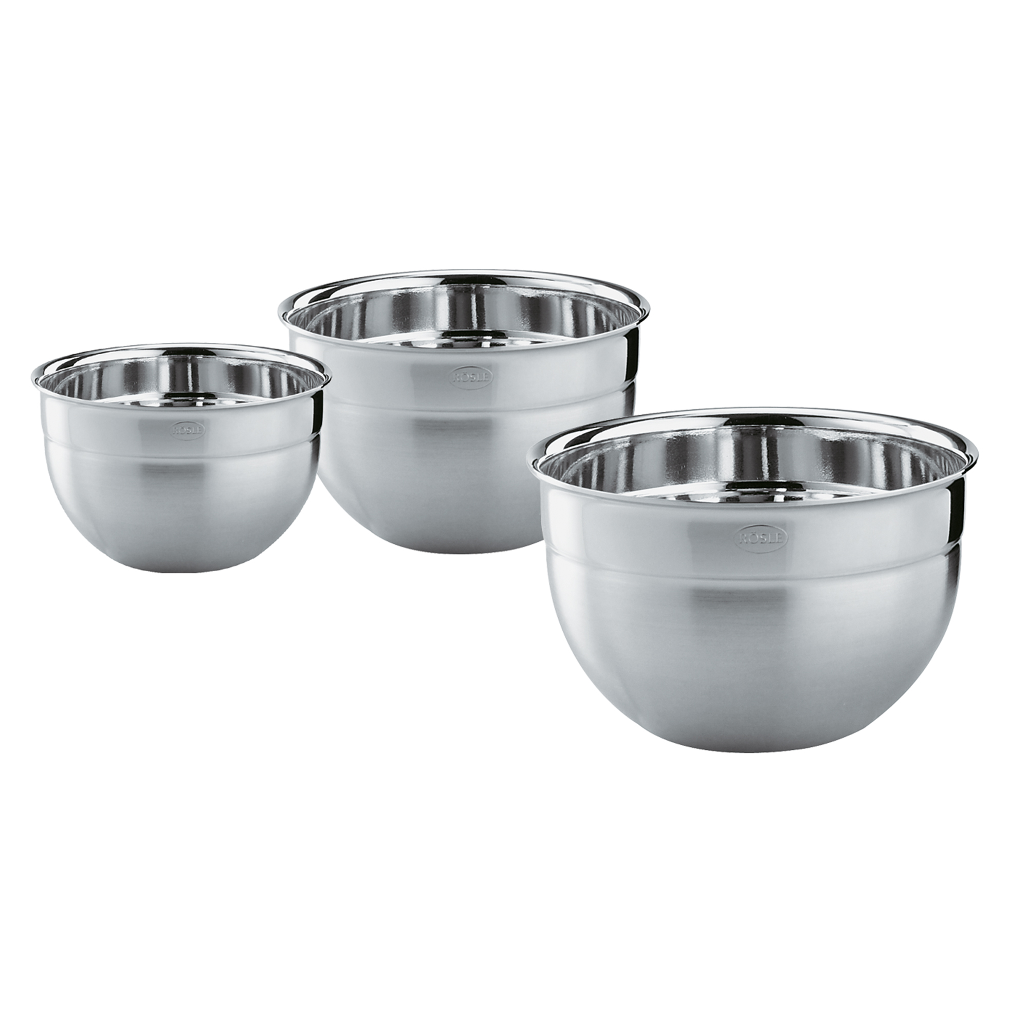 RÖSLE stainless steel bowl set Bowl set, 3-piece, made of stainless steel, various sizes, shiny surface