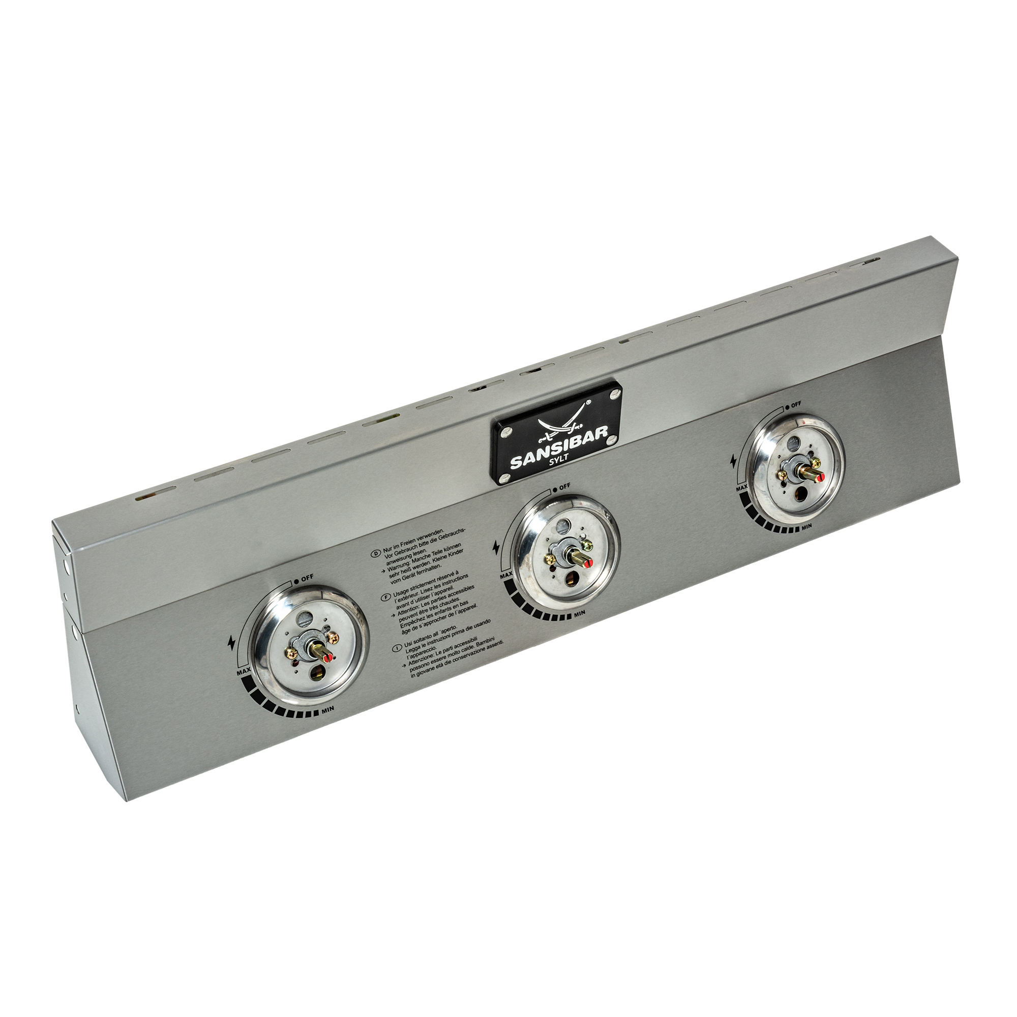 RÖSLE Edelstahl Bedienkonsole mit Ventilen Bedienkonsole mit Ventileinheit aus Edelstahl, drei Reglern und Bedienungsanleitung.