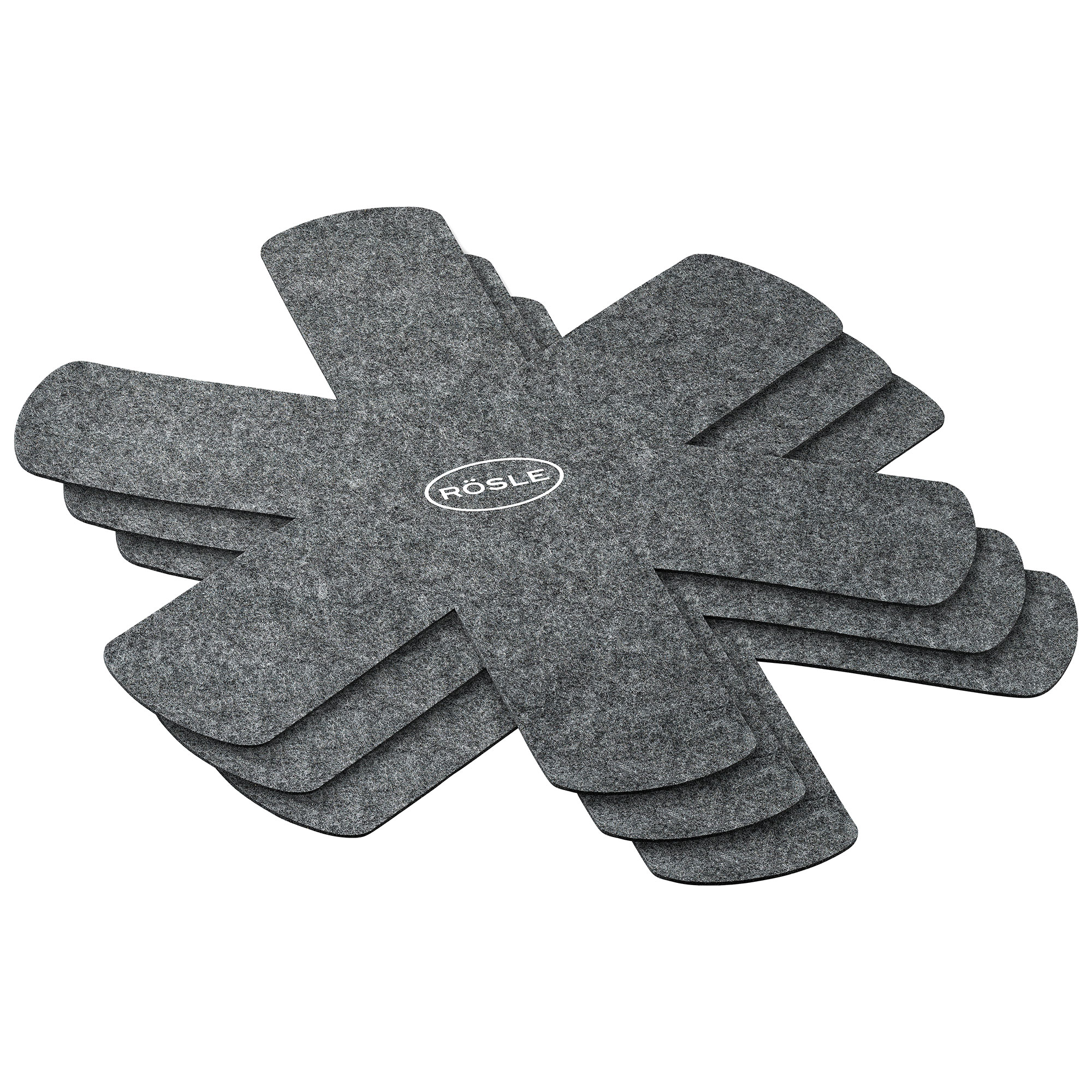 RÖSLE Pfannenschutz Set Pfannenschutz 3er Set aus grauem Filz, schützt Pfannen vor Kratzern.