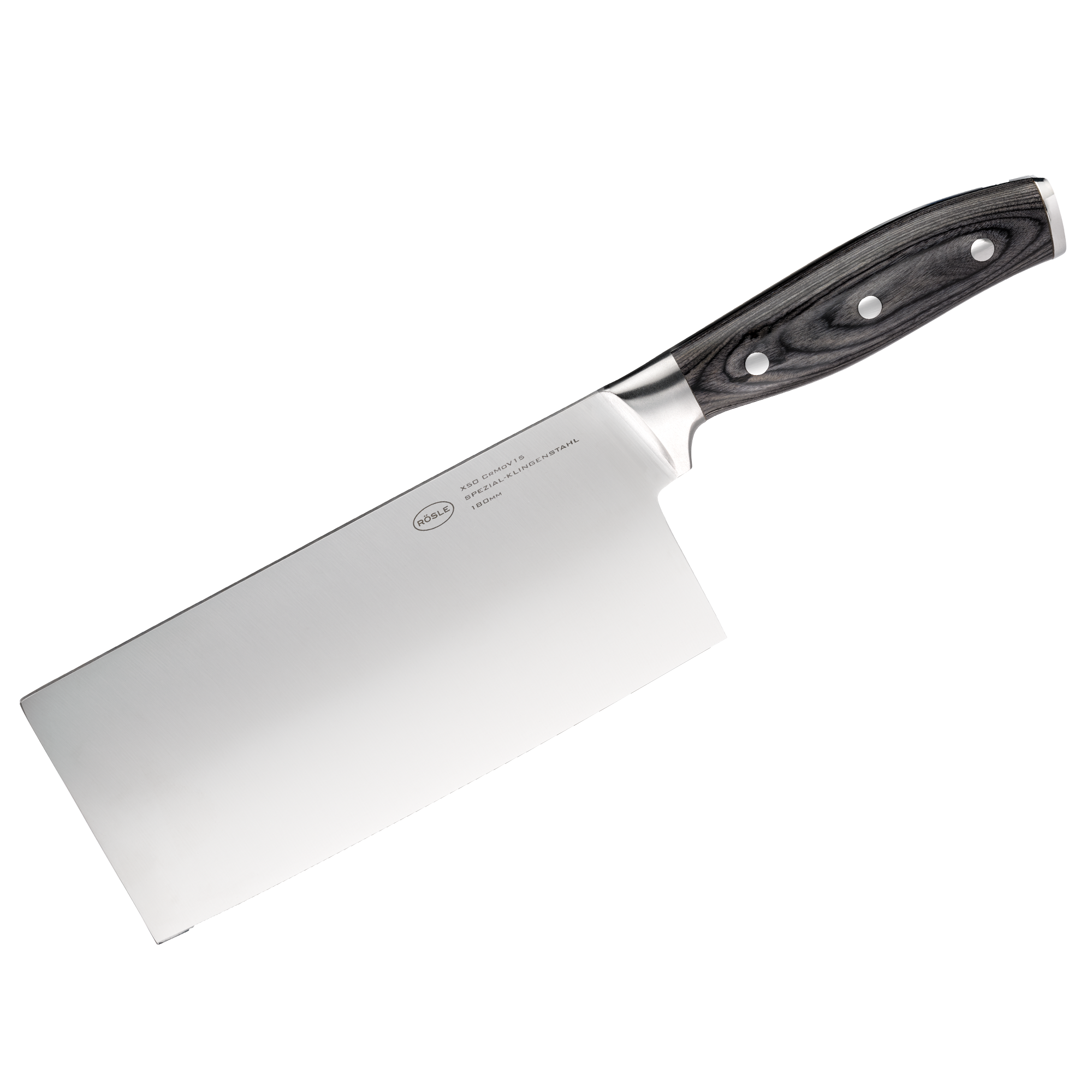 RÖSLE chinesisches Kochmesser Wolfgrey chinesisches Kochmesser in Wolfgrey, rechteckige Klinge aus Edelstahl, Holzgriff mit drei...