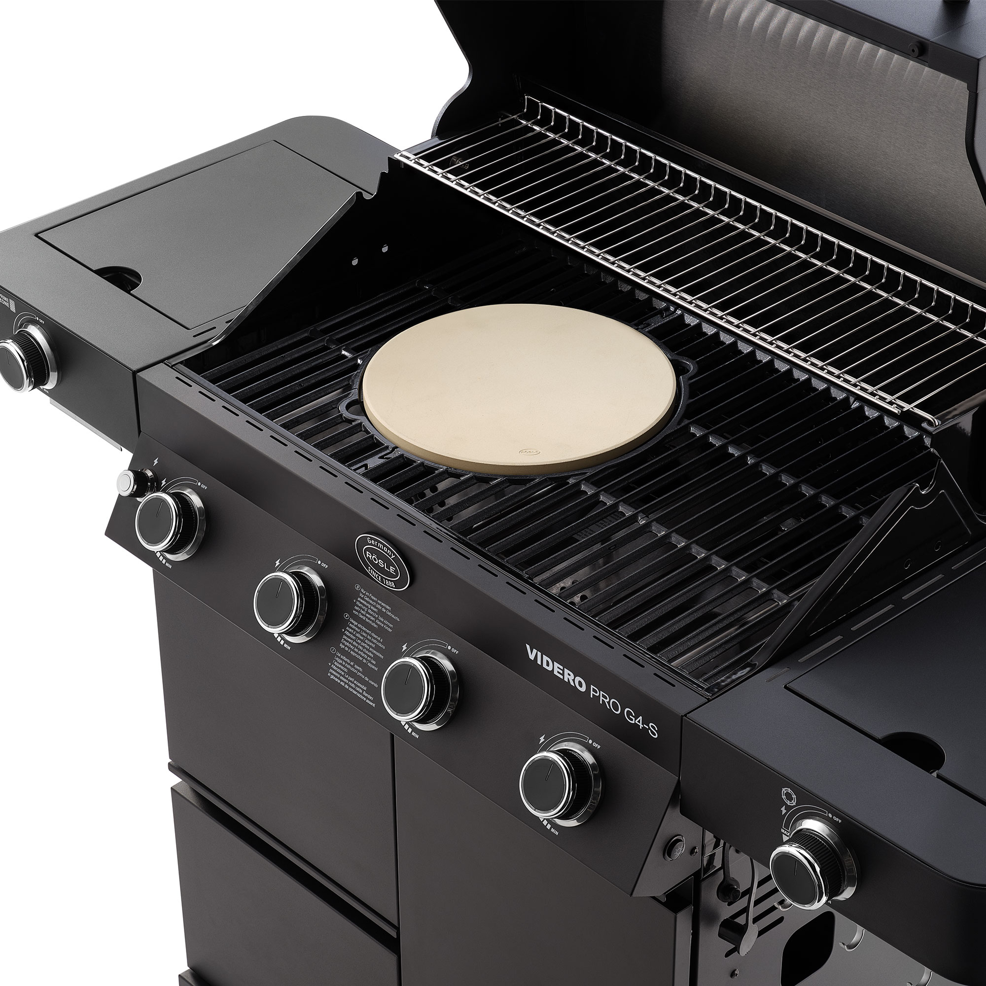 RÖSLE Gasgrill Videro Pro G4-S Gasgrill Videro Pro G4-S mit Grillrost und Pizzastein.