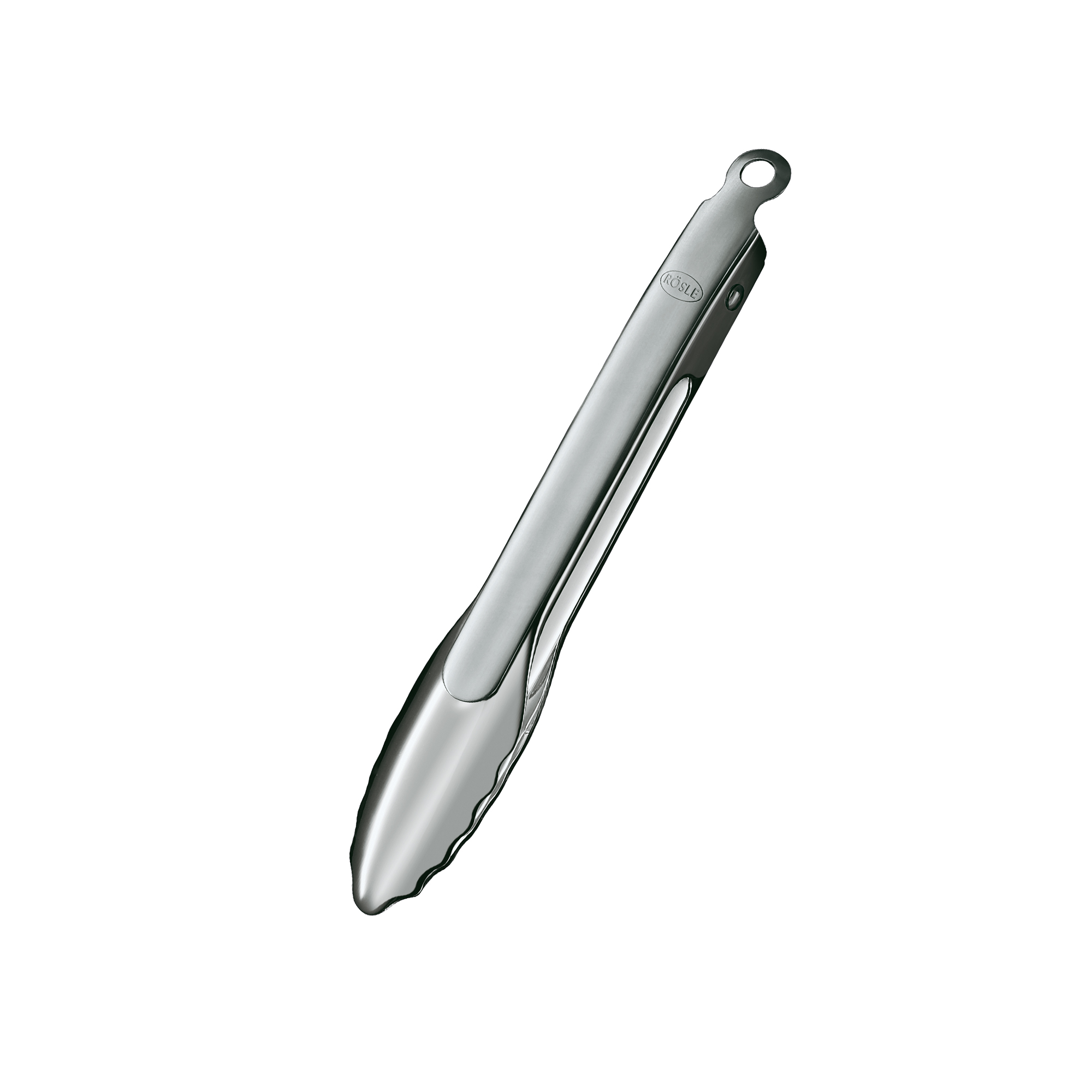 RÖSLE gourmet tongs 23 cm Stainless steel gourmet tongs, 23 cm long, with tapered gripping surfaces.