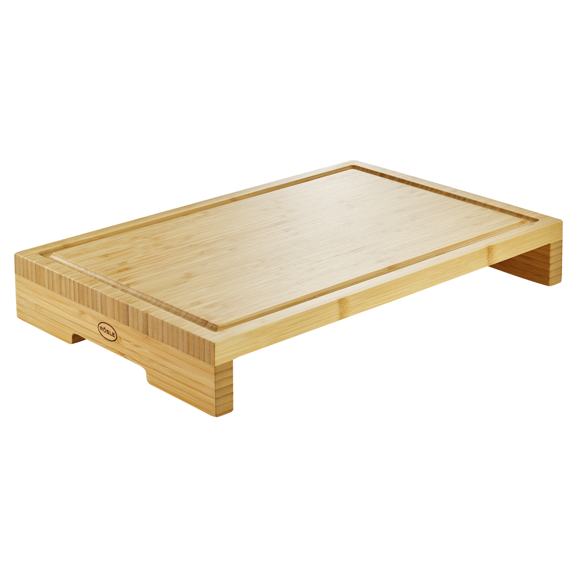 RÖSLE Schneid- und Servierbrett Butlers Board Schneidbrett aus Bambus, rechteckig, mit Saftrille