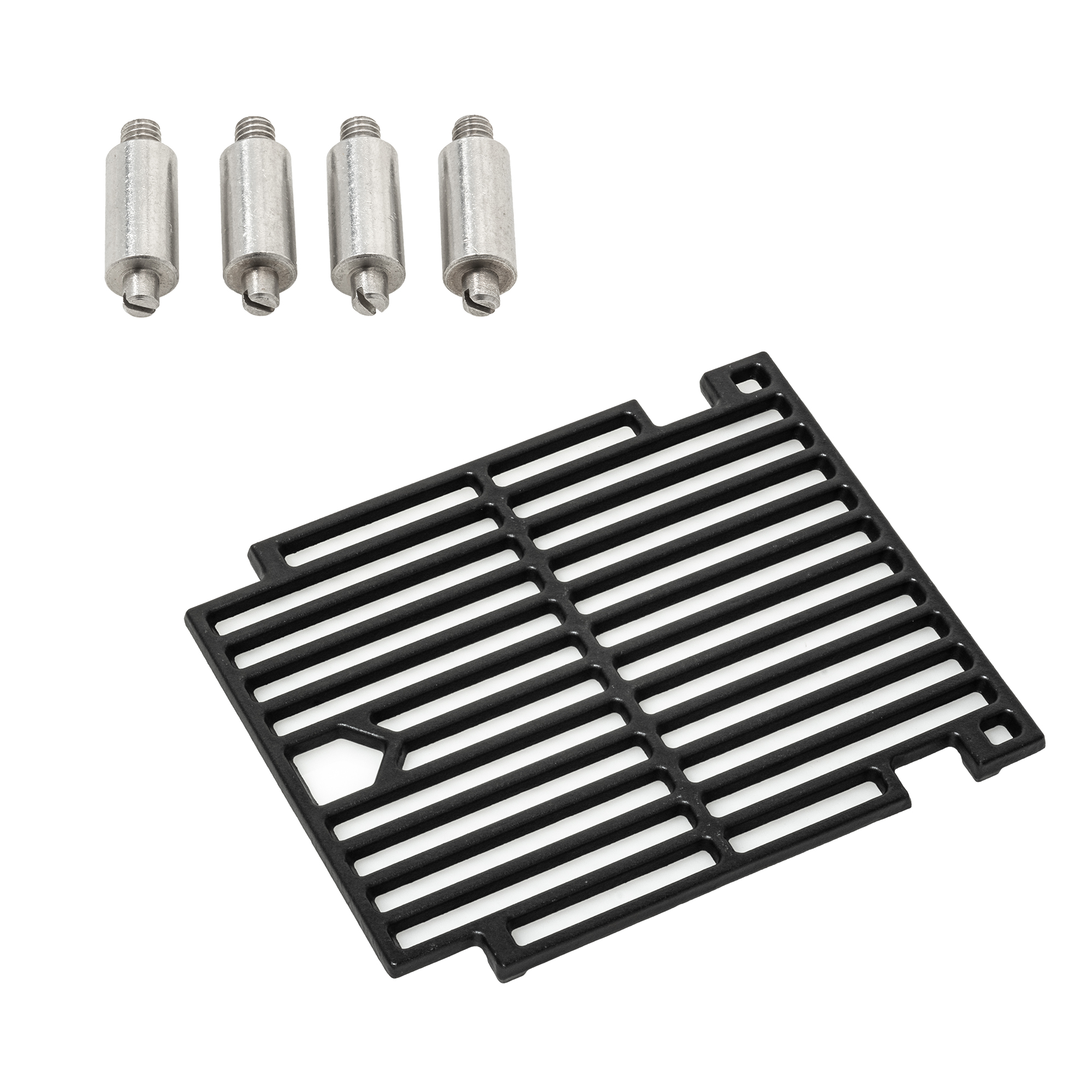 RÖSLE Gusseisenrost PrimeZone Gusseisenrost für PrimeZone, rechteckig, schwarz, mit drei silbernen Befestigungselementen.