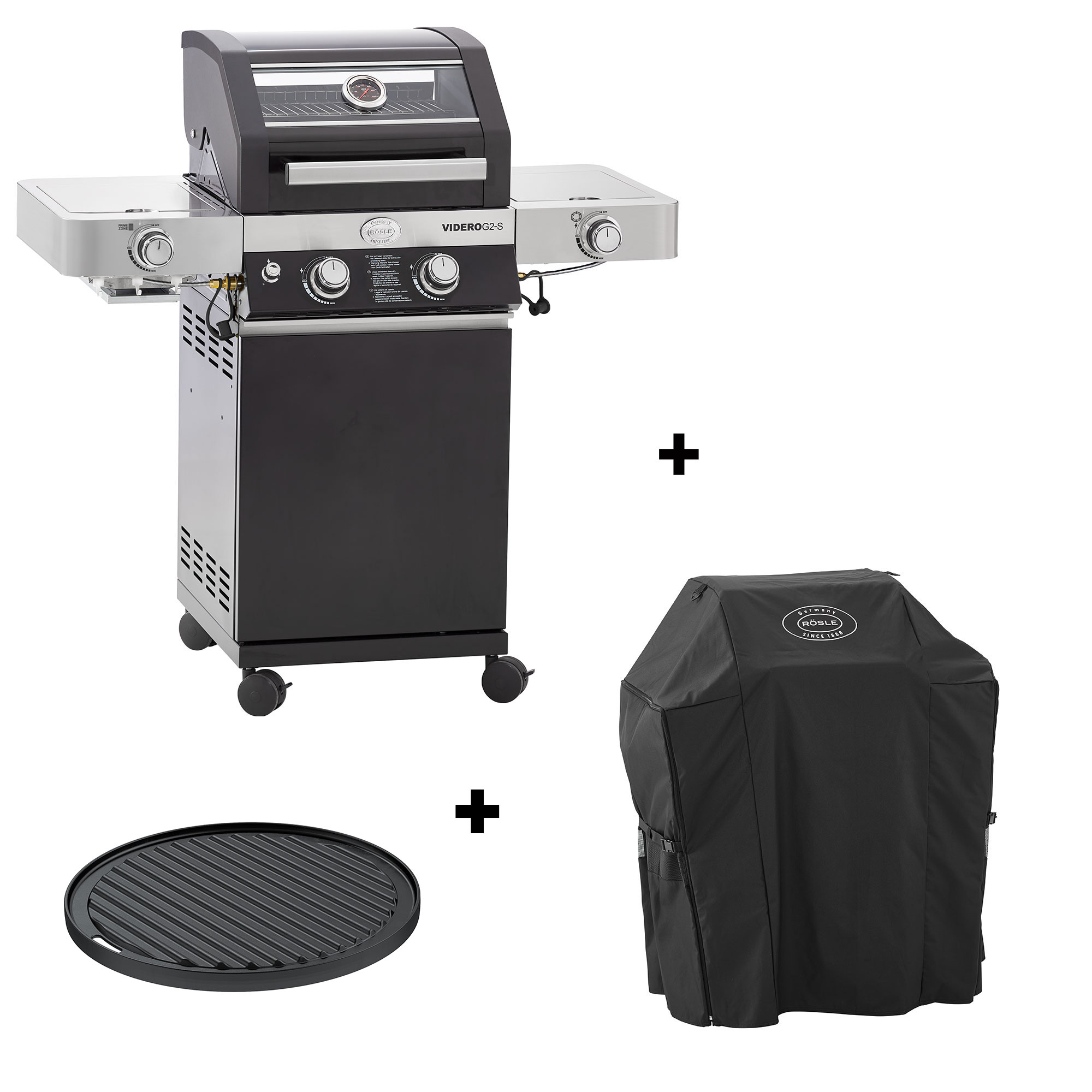 Gasgrill VIDERO G2-S Vario+ 50mbar inkl. Abdeckhaube und Grillplatte