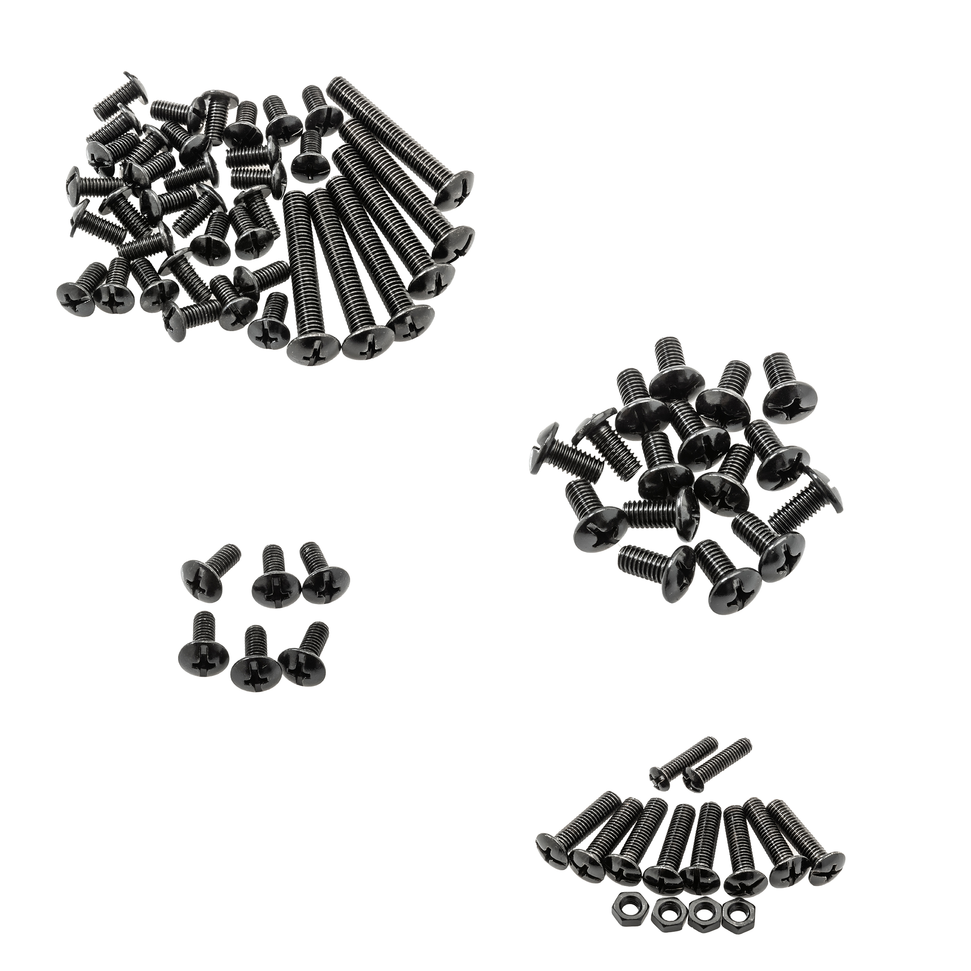 RÖSLE Schraubenset komplett Schraubenset, komplett, schwarze Schrauben in verschiedenen Größen und Formen, Metallmaterial.