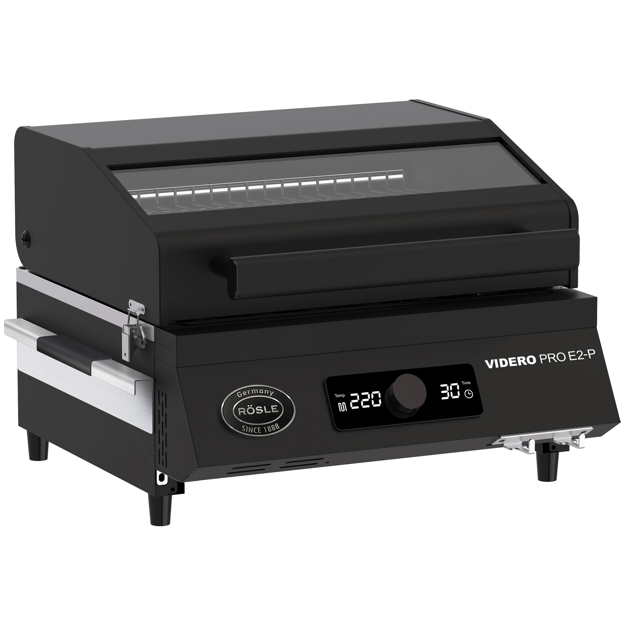 RÖSLE Elektrogrill Videro E2-P Elektrogrill Videro E2-P, schwarz, mit digitalem Display und Temperaturregelung, geschlossen.