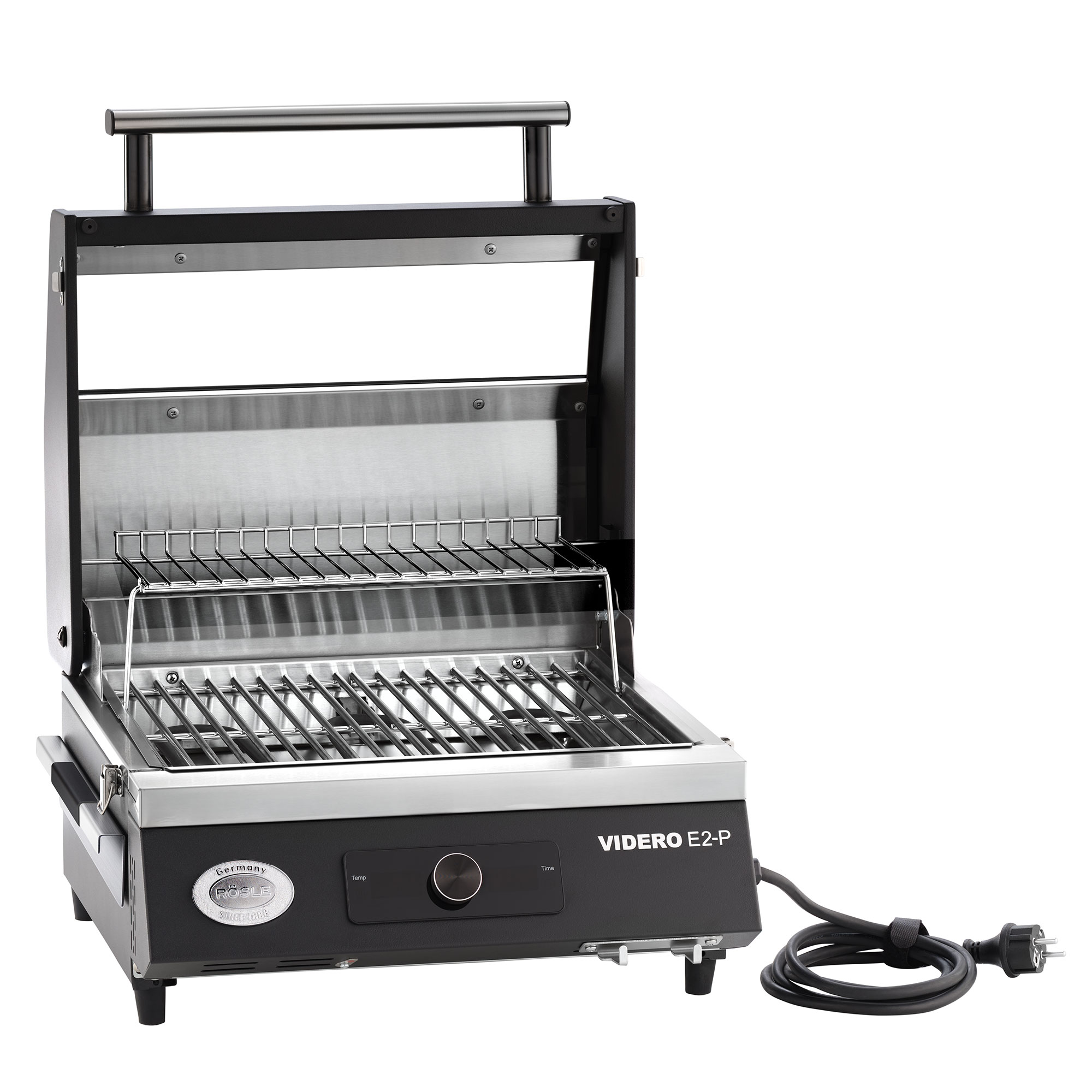 RÖSLE Elektrogrill Videro E2-P Elektrogrill Videro E2-P, rechteckiger Grill mit Edelstahloberfläche und herausziehbarem Grillrost.