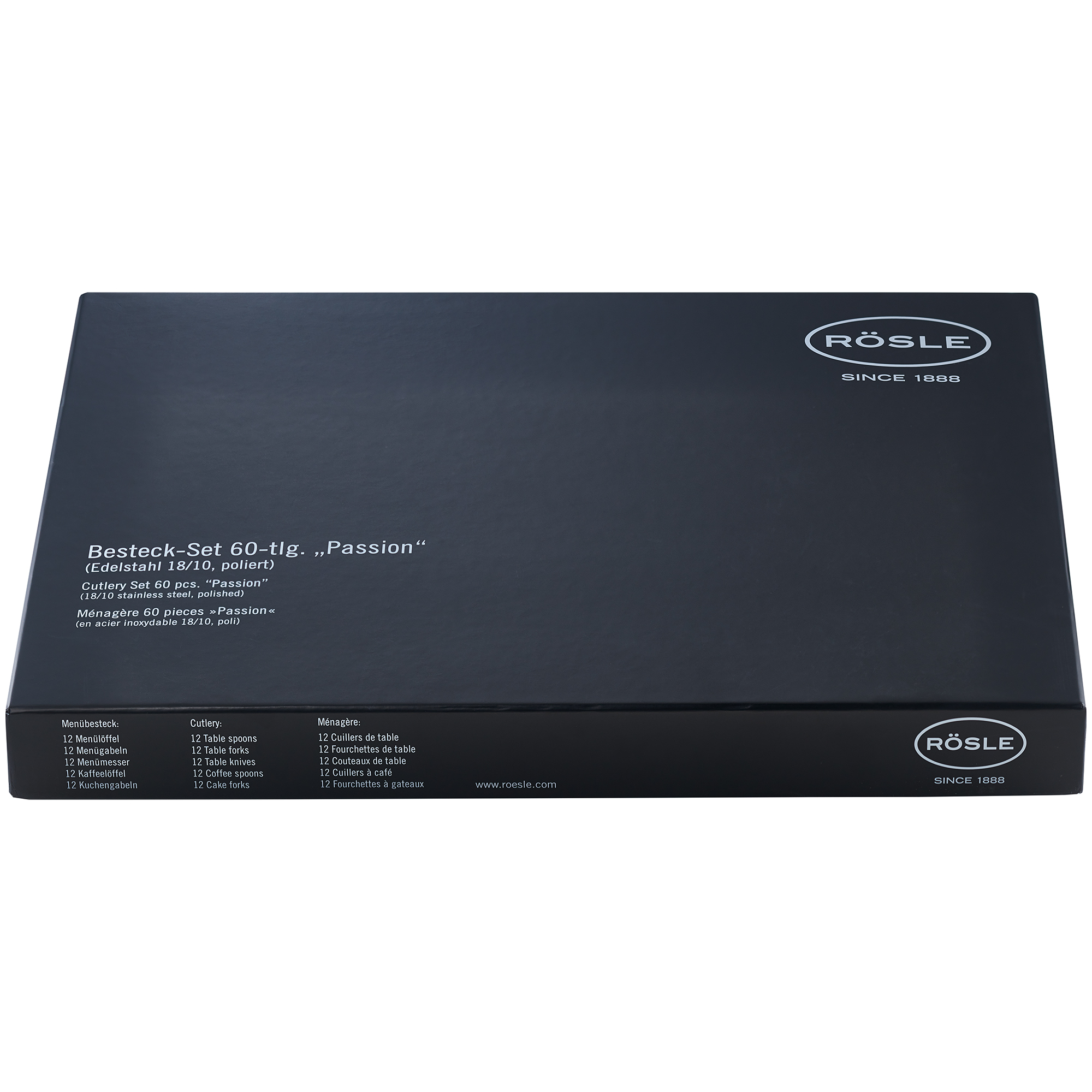 RÖSLE Besteck-Set "Passion" 60-teilig Besteck-Set "Passion" in schwarzer Verpackung, 60-teilig, Edelstahl, poliert.