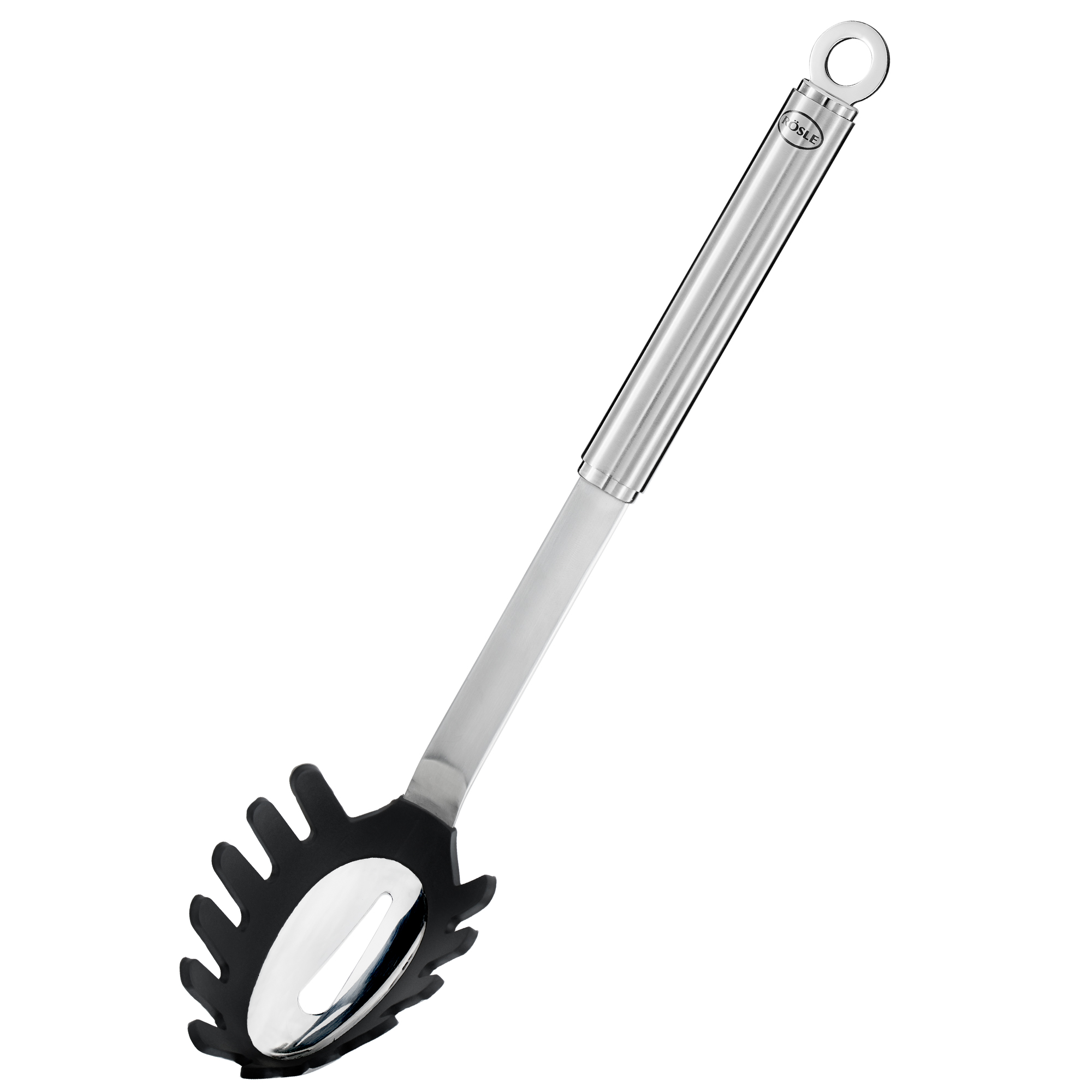 RÖSLE Spaghettiheber aus Silikon und Edelstahl Spaghettiheber mit Rundgriff, Silikon und Edelstahl, schwarz und silber, für das Servieren...