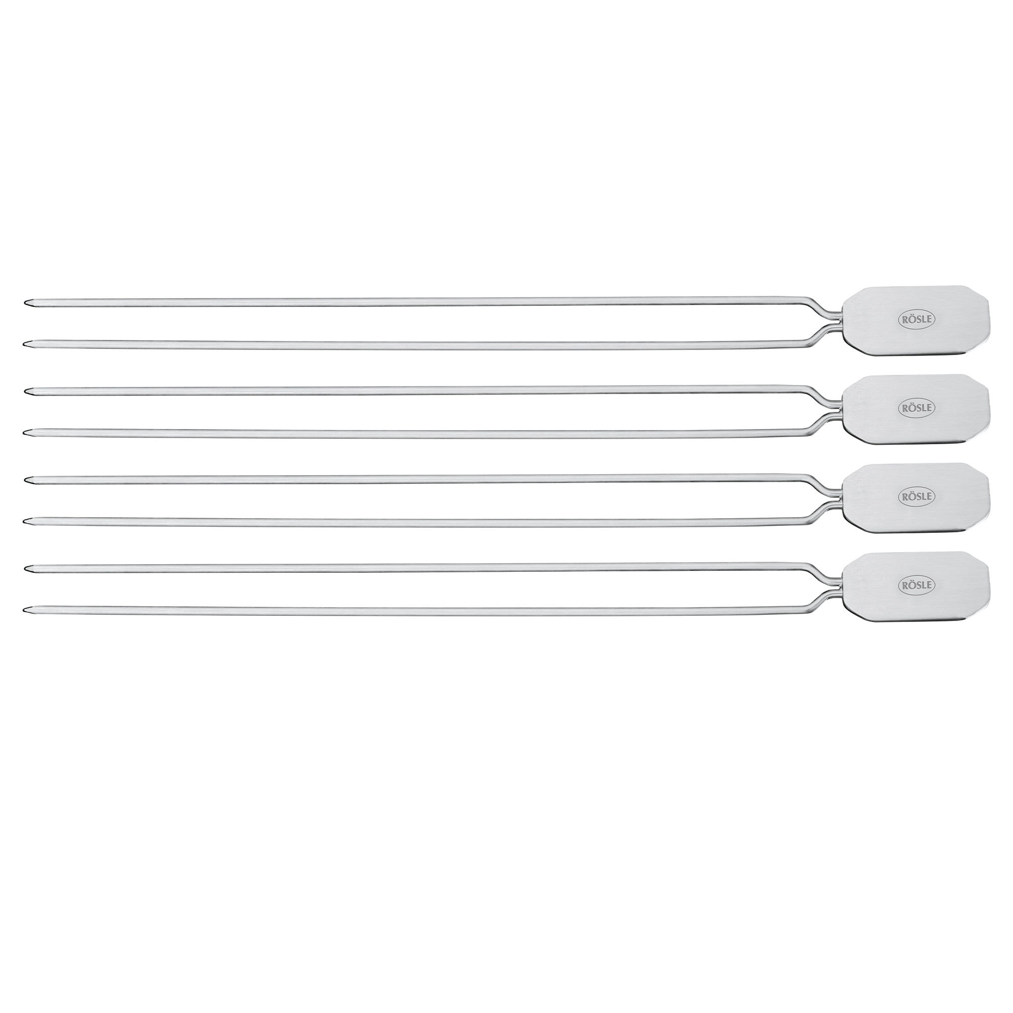 RÖSLE Edelstahl Grillspieße 4er Set Grillspieße im 4er Set aus Edelstahl, lang und gerade mit flachem Ende für einfaches Wenden.