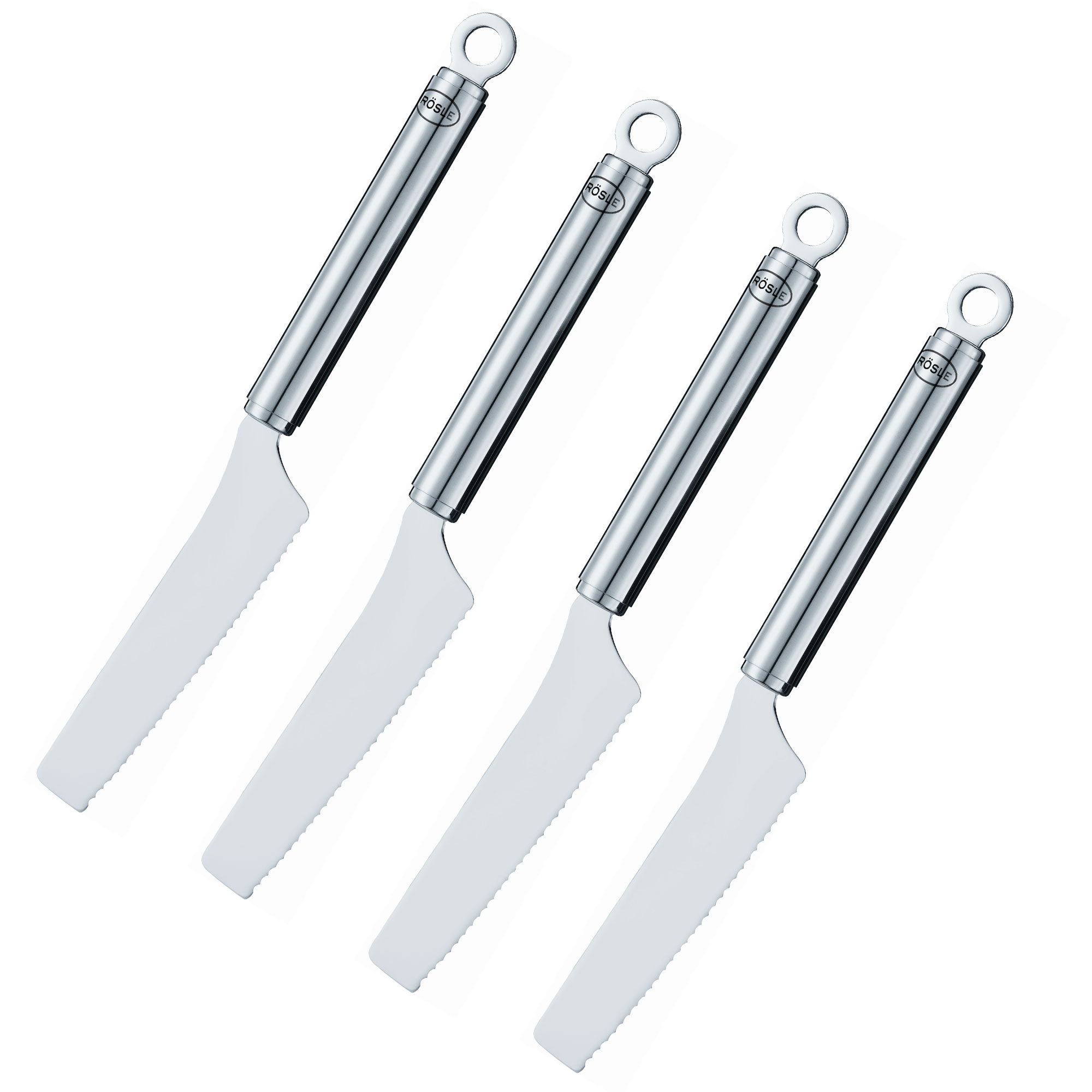 RÖSLE Frühstücksmesser Set Frühstücksmesser Set, 4-teilig, aus Edelstahl, mit gezackter Klinge und ergonomischem Griff.