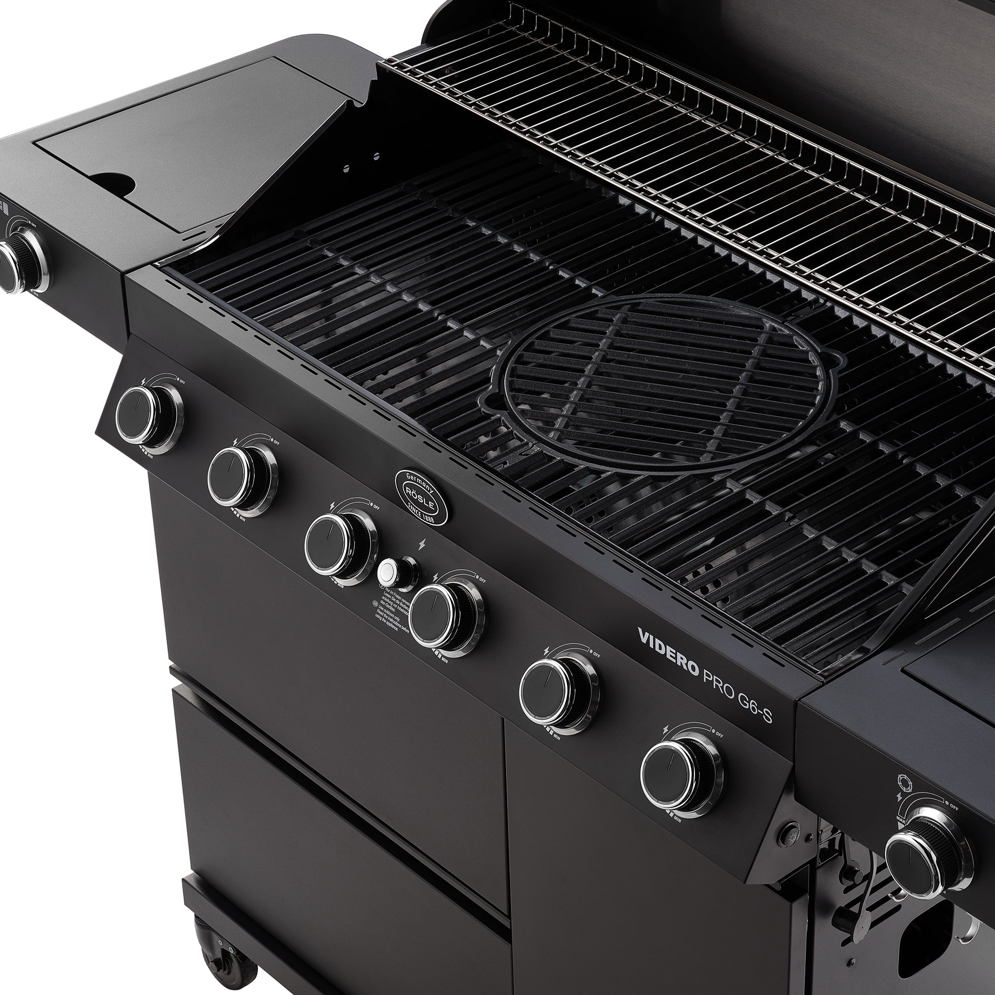 RÖSLE Gasgrill Videro G6-S PRO Gasgrill Videro G6-S PRO mit mehreren Brennern und Grillrost aus Gusseisen.