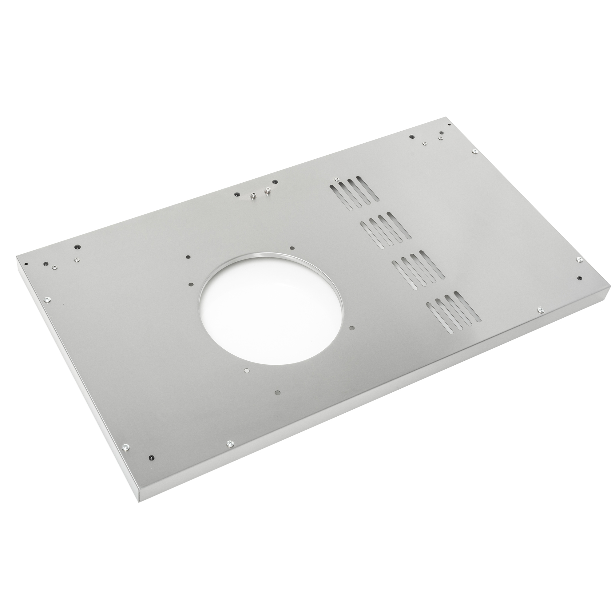 RÖSLE Edelstahl Unterschrank-Boden Unterschrank-Boden aus Edelstahl, rechteckig, mit Belüftungslöchern und Ausschnitt.