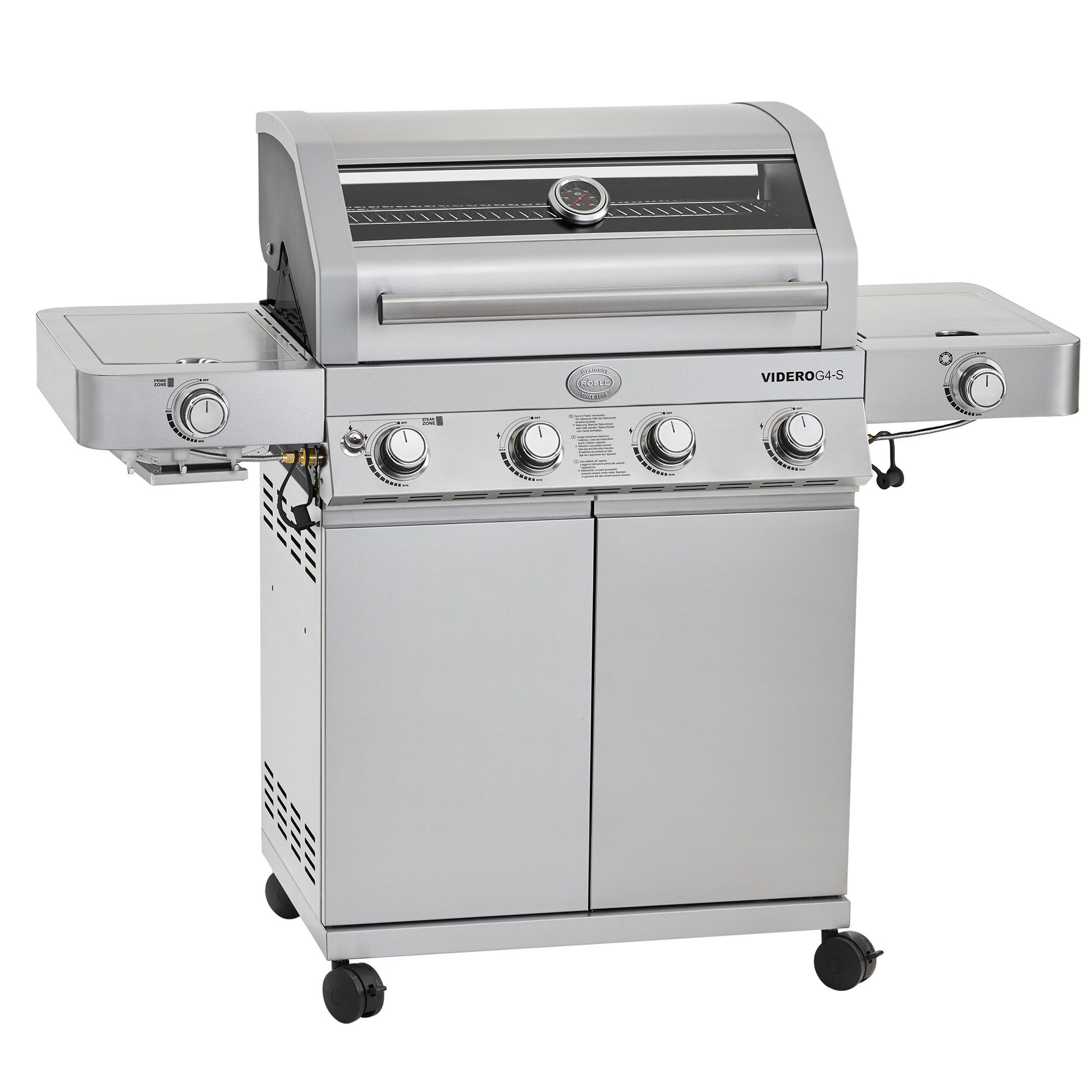 Gas grill BBQ-Station VIDERO G4-S Vario+ Stainless steel 50 mbar, Exclusive at Grillfürst