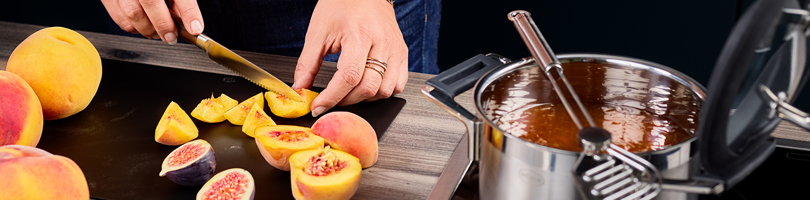 Silence Pro Eingemachte Pfirsich Marmelade im Rösle Topf