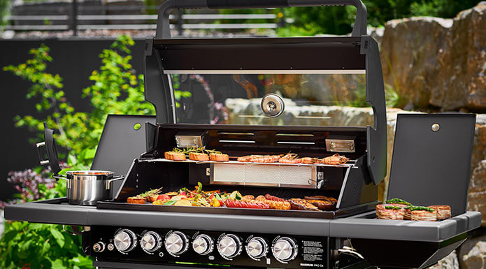gas grill BBQ Station Magnum Meat and vegetables on the gas grill BBQ Station Magnum