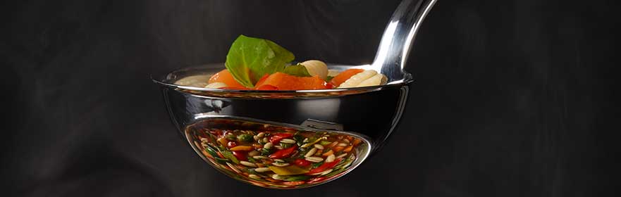 RÖSLE soup ladle with vegetables Stainless steel soup ladle with vegetables and broth