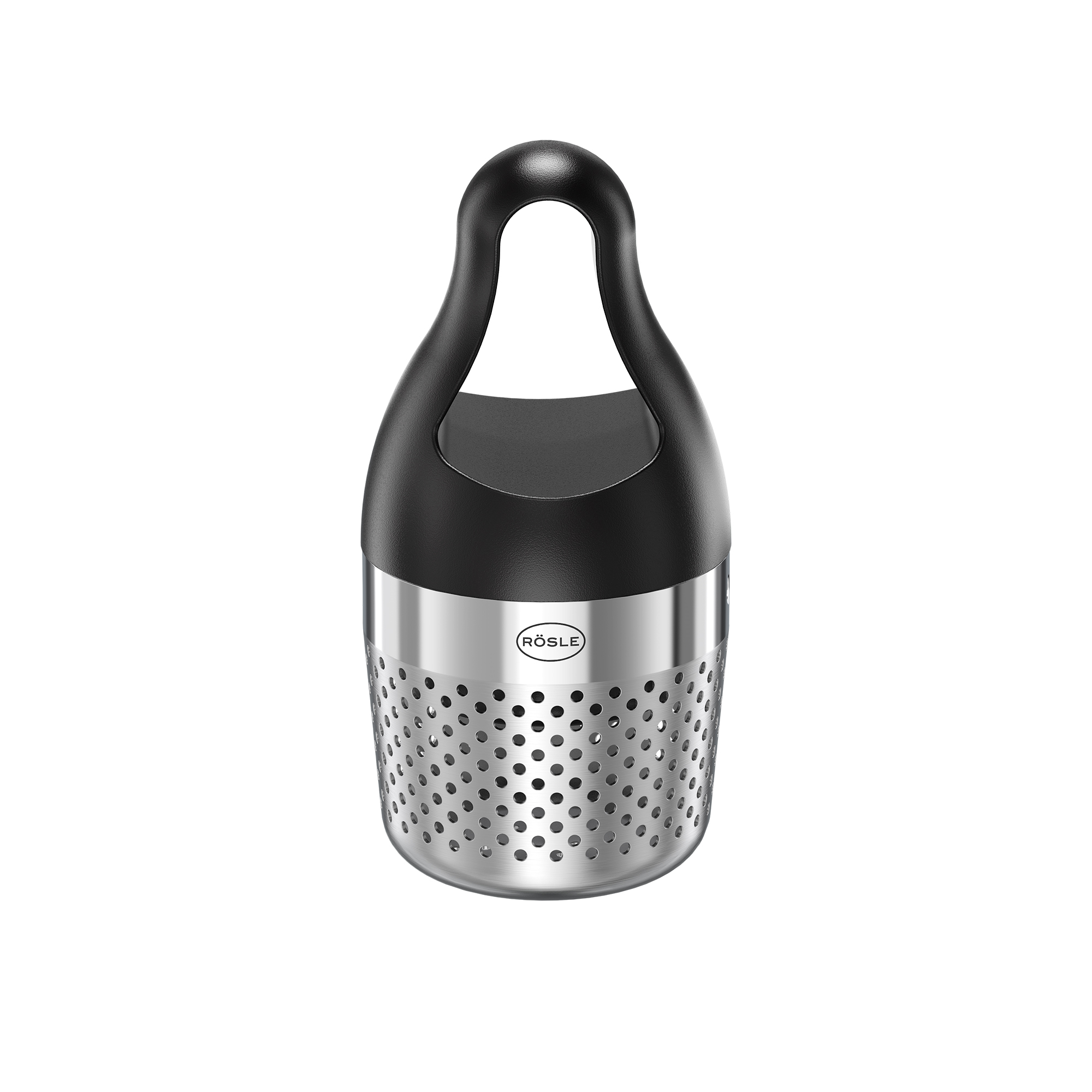 RÖSLE flavour egg made of stainless steel Flavoured egg, stainless steel, round shape, with black handle, for flavouring food