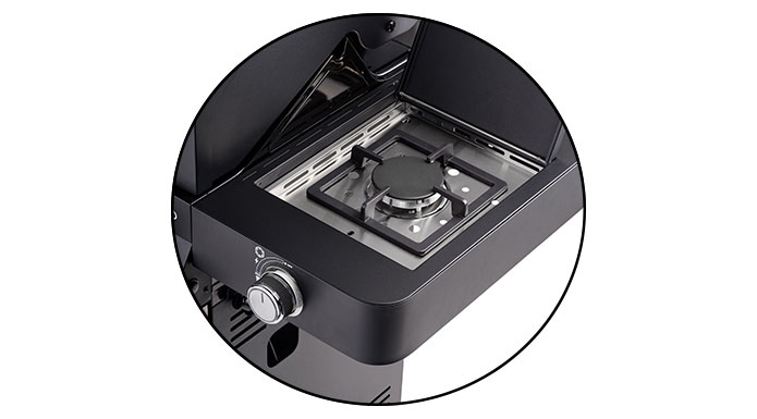 Seitenbrenner Seitenbrenner im Seitentisch im Grill