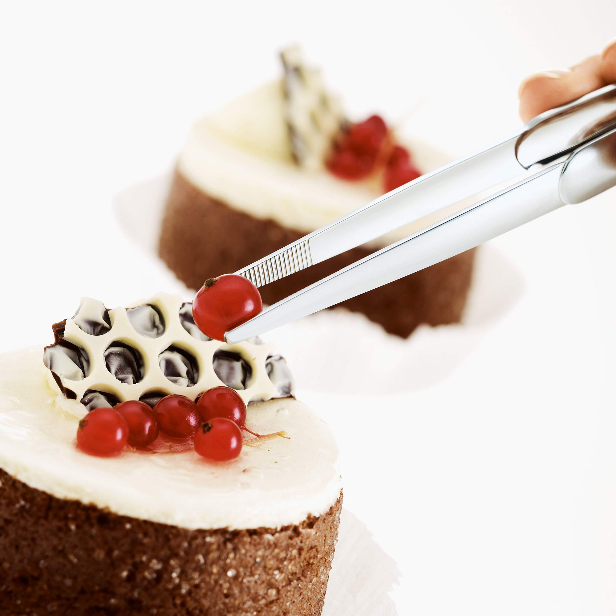 RÖSLE patisserie tongs for arranging cakes Stainless steel patisserie tongs, used to arrange slices of cake with redcurrants and chocolate...