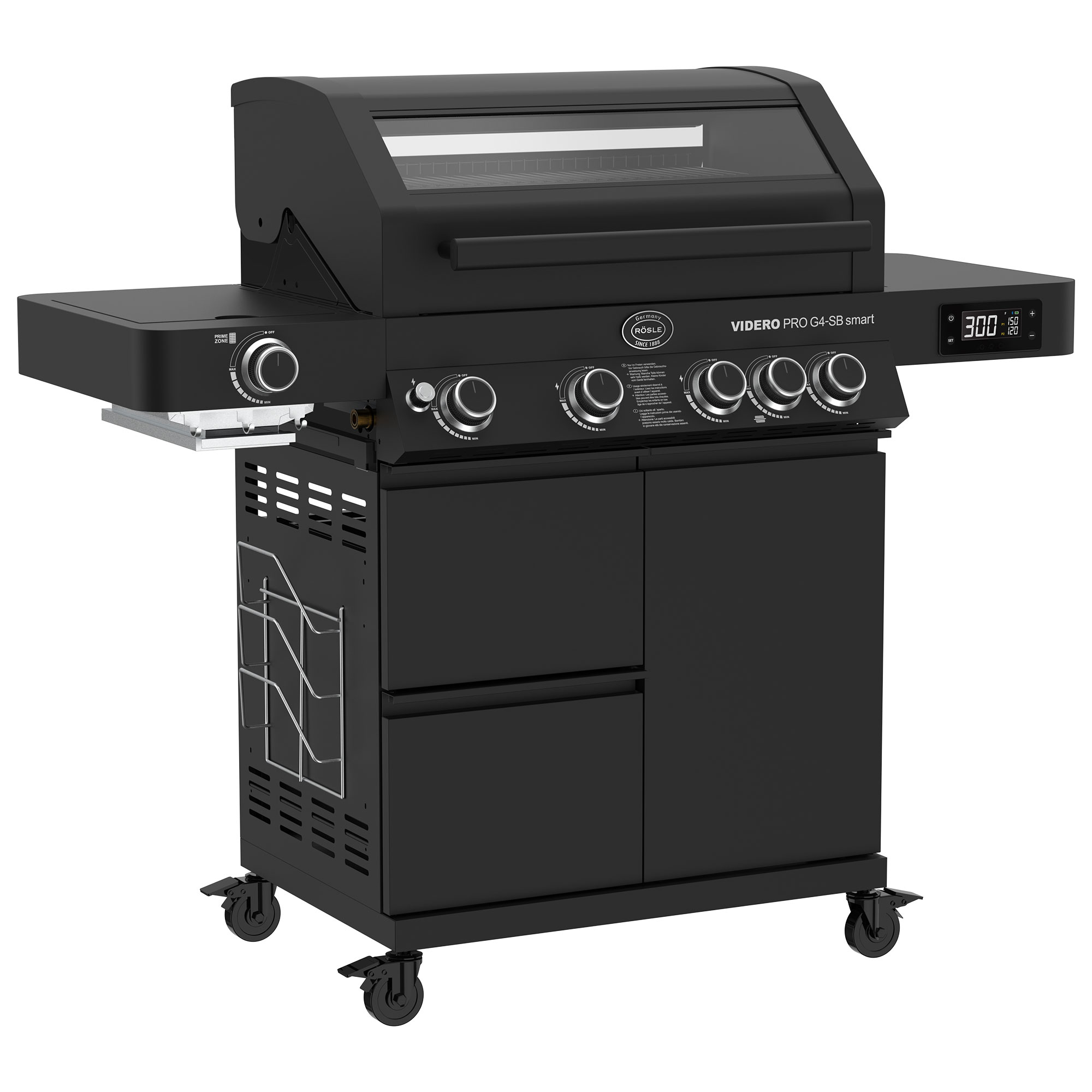 RÖSLE Gasgrill Videro G4-SB smart Gasgrill Videro G4-SB smart, schwarz, mit vier Brennern und Seitenablage, ausgestattet mit...