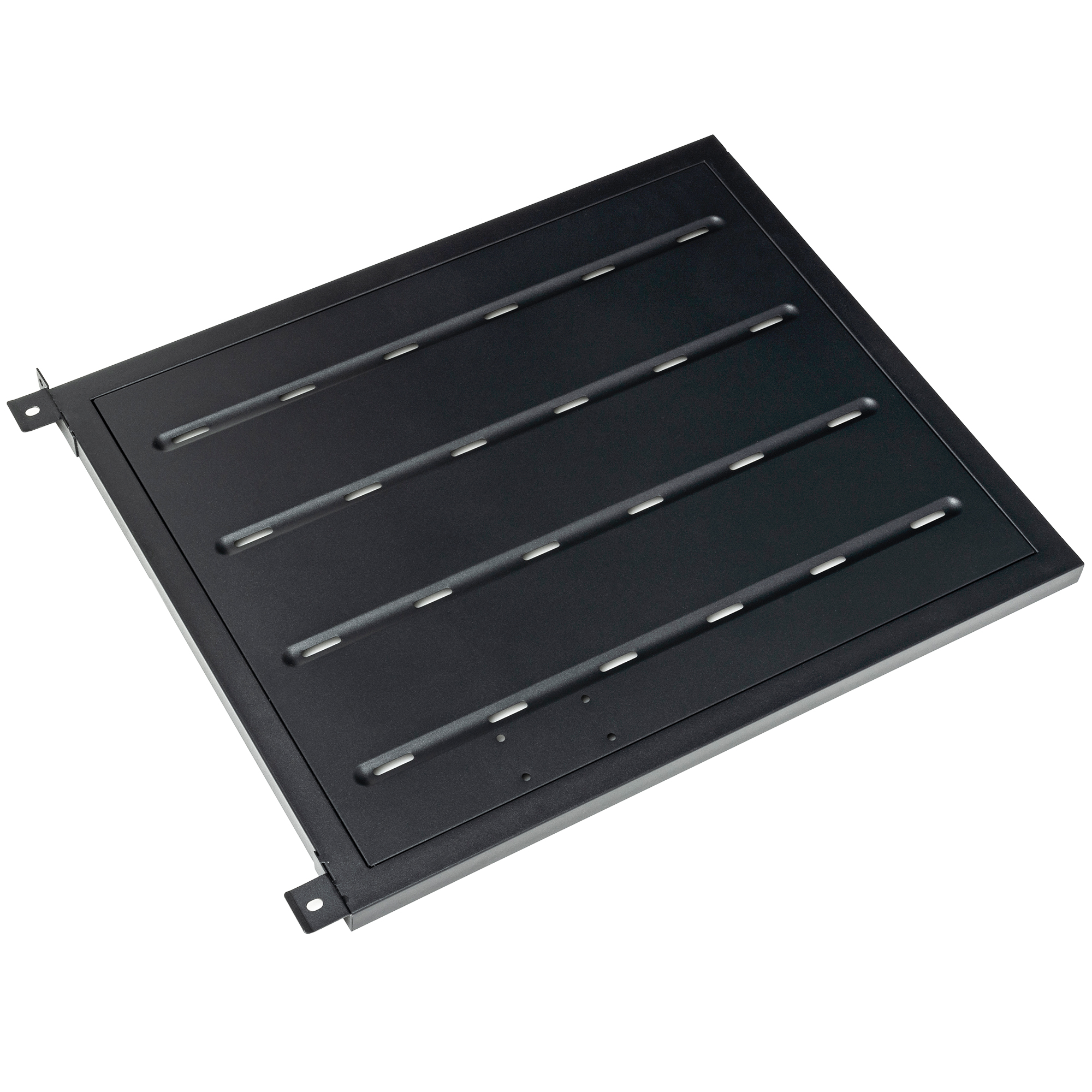 RÖSLE Unterschrank Seitenwand Unterschrank Seitenwand, rechteckig, schwarz, aus Metall, mit Belüftungsschlitzen.