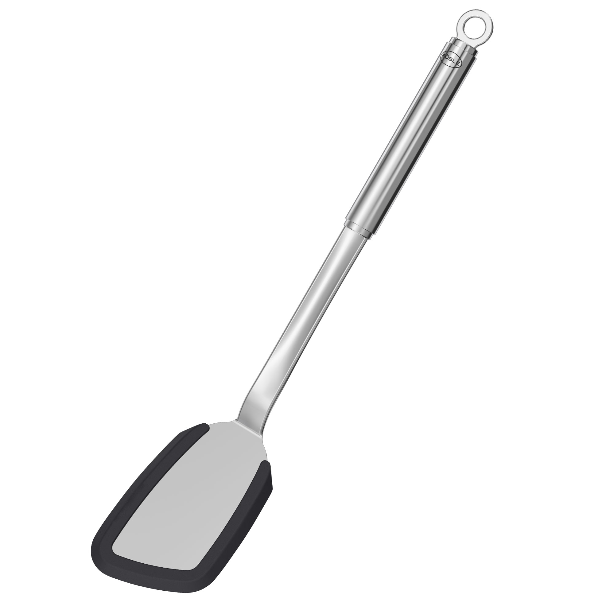 RÖSLE Pfannenwender aus Edelstahl Küchenklassiker Set, Pfannenwender aus Edelstahl mit schwarzem Silikonrand