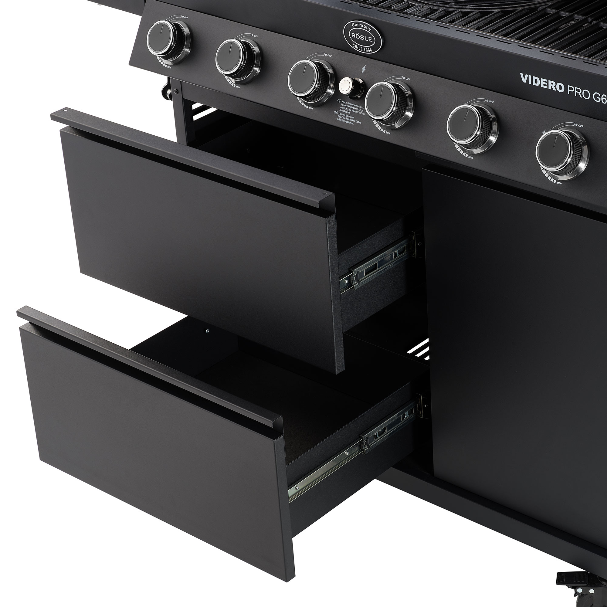 RÖSLE Gasgrill Videro G6-S PRO mit Schubladen Gasgrill Videro G6-S PRO mit zwei Schubladen, schwarz, für Grillzubehör.