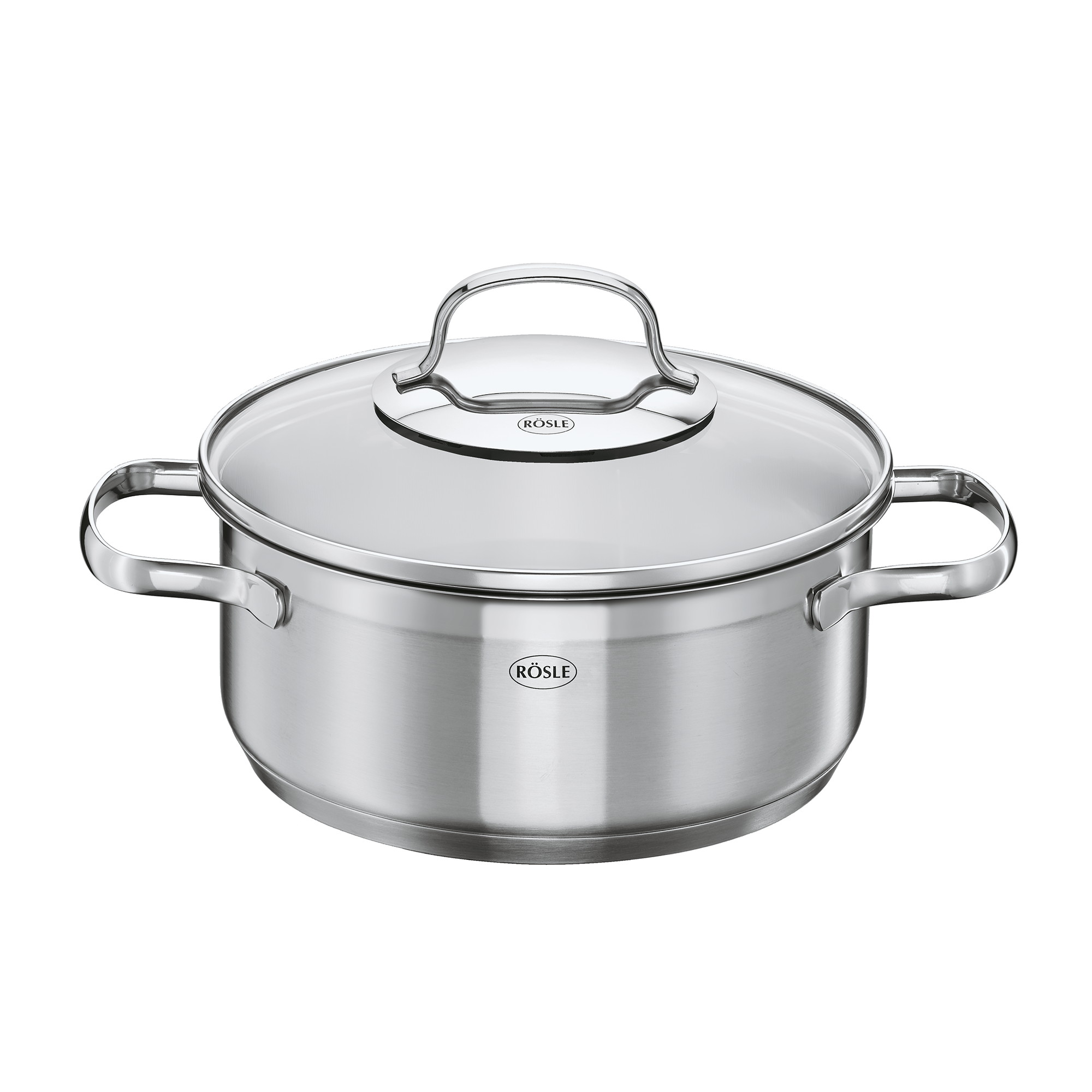 RÖSLE Bratentopf Elegance 20 cm Bratentopf Elegance, 20 cm, aus Edelstahl mit Glasdeckel und zwei Griffen.