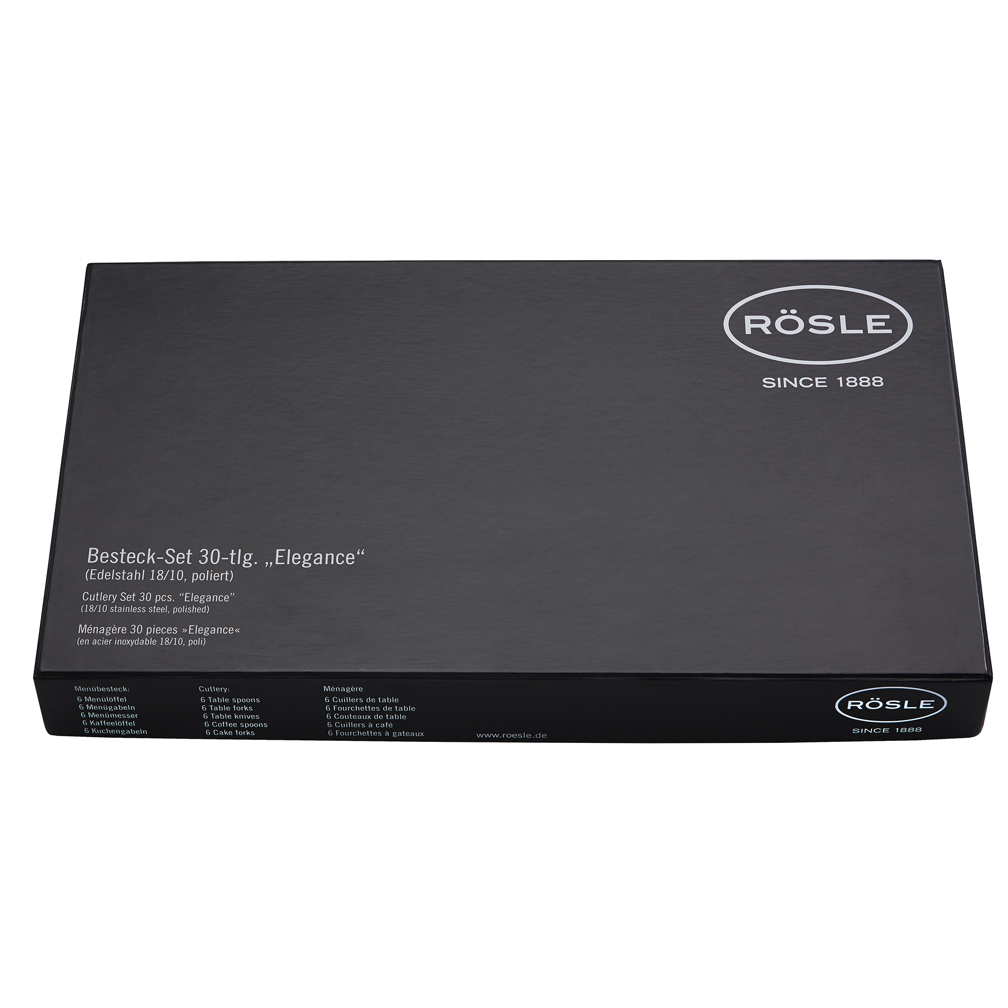 RÖSLE Besteck-Set 'Elegance' 30-teilig Besteck-Set 'Elegance', 30-teilig, in schwarzer Verpackung aus Edelstahl.