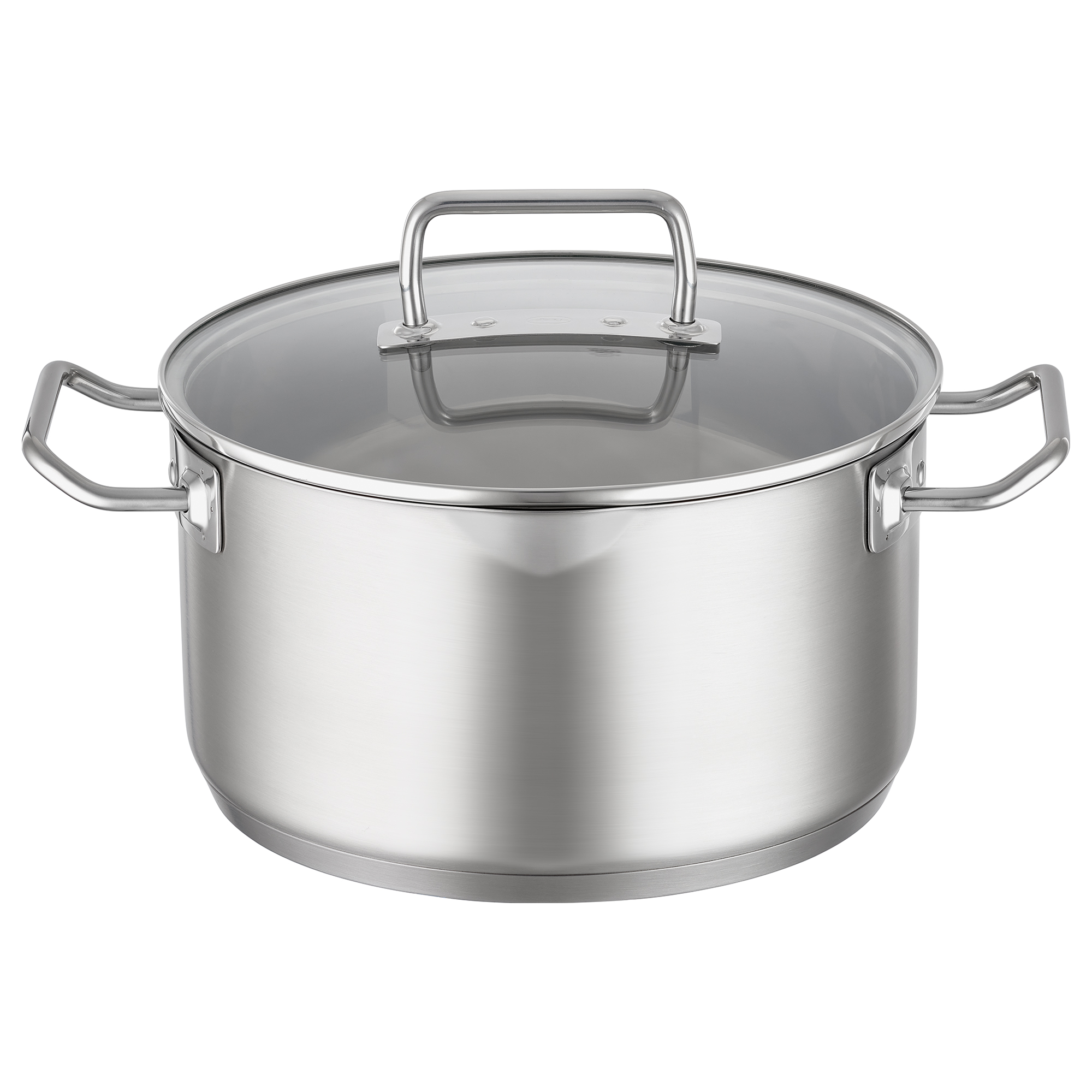 RÖSLE Edelstahl Kochtopf mit Glasdeckel Topfset, 4-teilig, aus Edelstahl, runder Kochtopf mit Glasdeckel und zwei Griffen