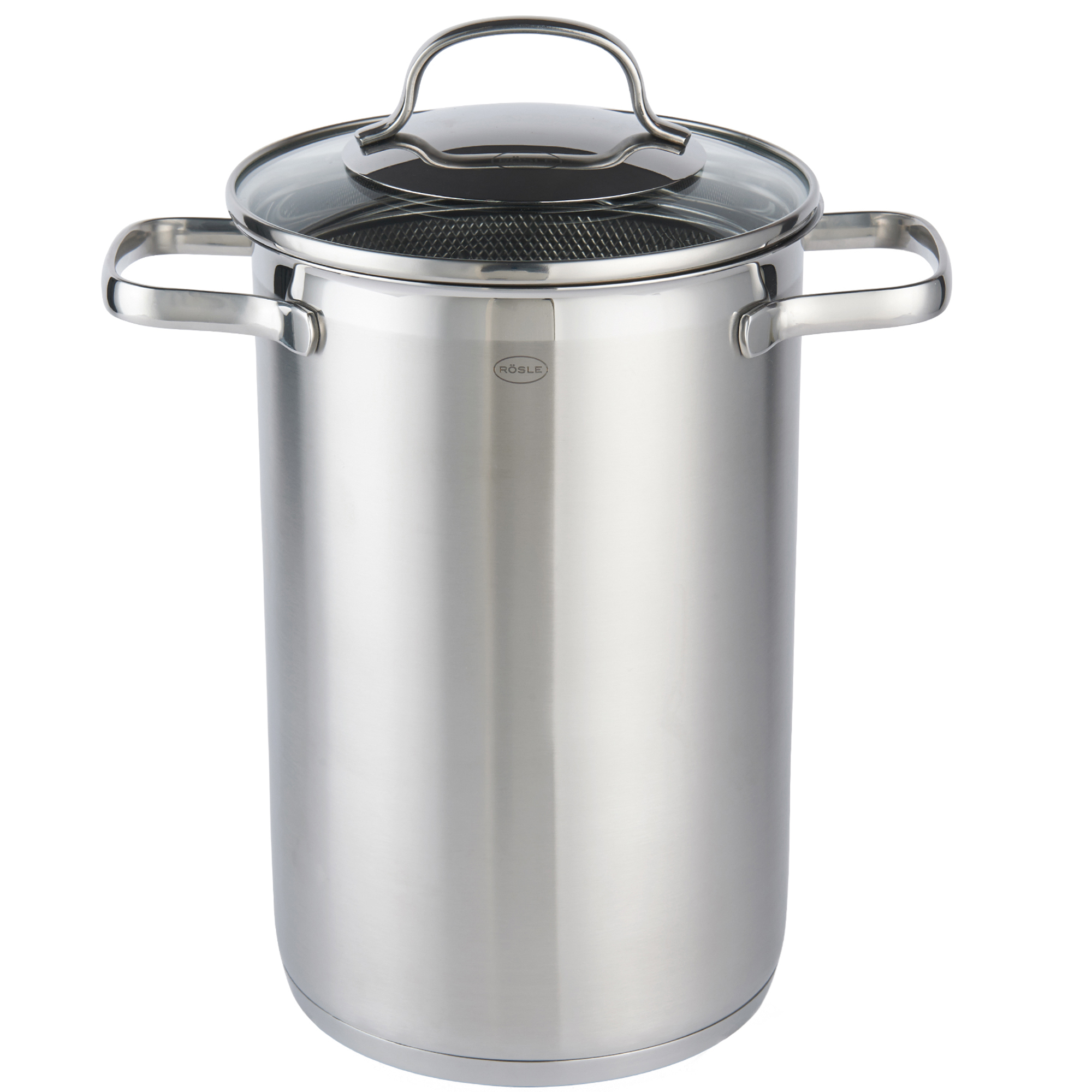 RÖSLE Spargeltopf Elegance Spargeltopf aus Edelstahl mit Glasdeckel und zwei Griffen, ideal zum Kochen von Spargel.