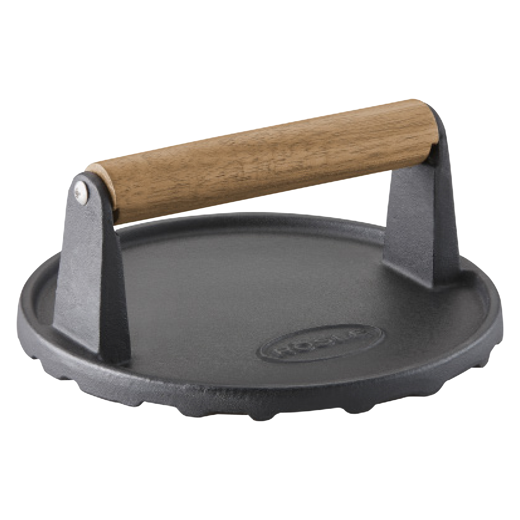 RÖSLE Burger-Presse Burger-Presse aus Gusseisen mit Holzgriff, rund, zum Grillen von Burgern.