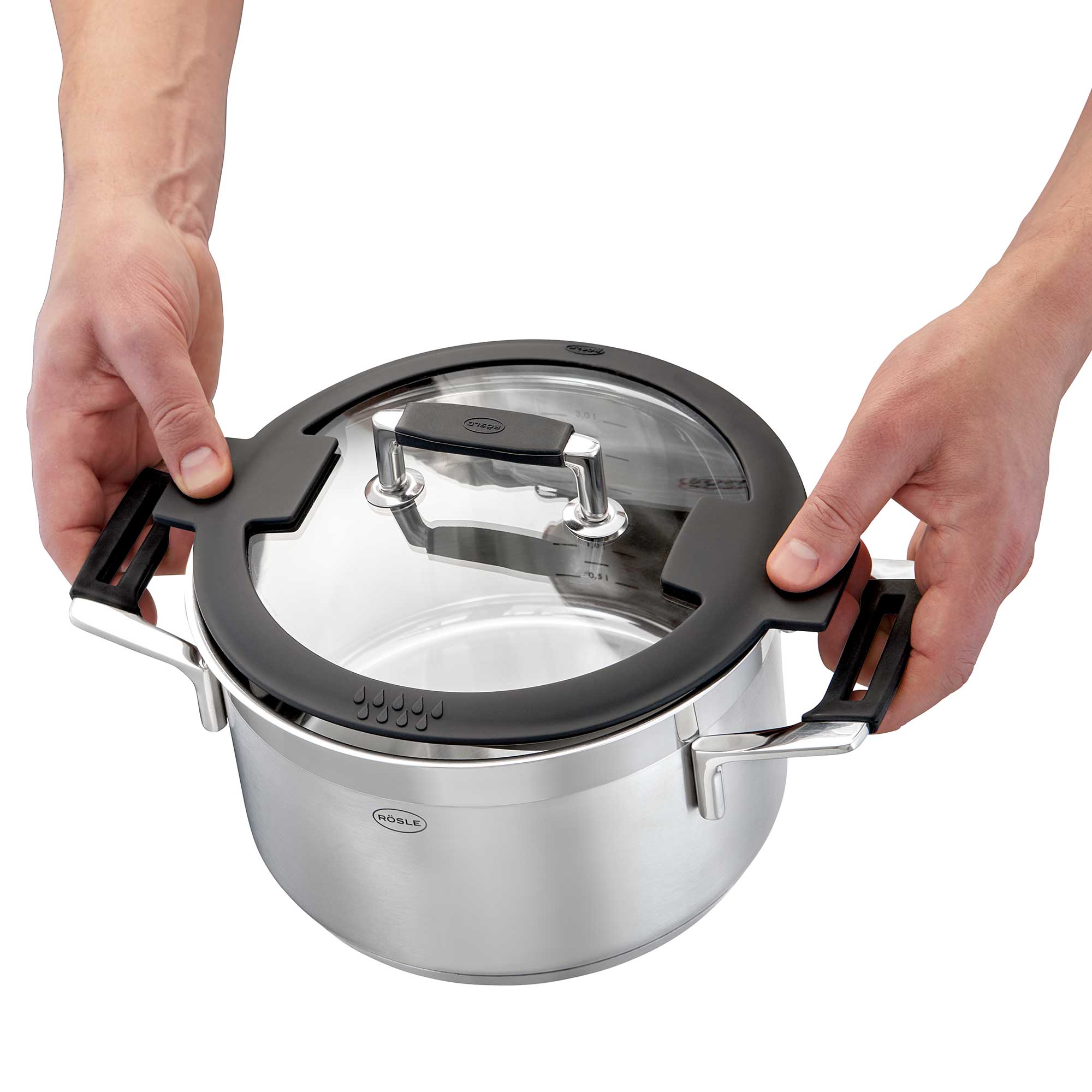 RÖSLE Topf Set Silence PRO Topf Set Silence PRO, Edelstahl, 5-teilig, mit Glasdeckel und ergonomischen Griffen, wird...